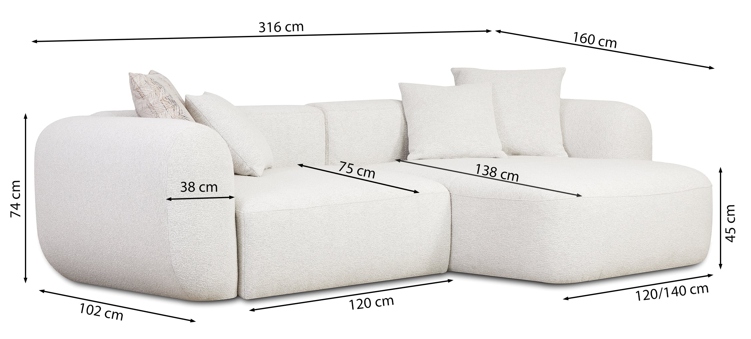 Modulares Ecksofa Baomi in L-Form mit Ottomanen, rechtsseitig, senfgelber Chenillestoff