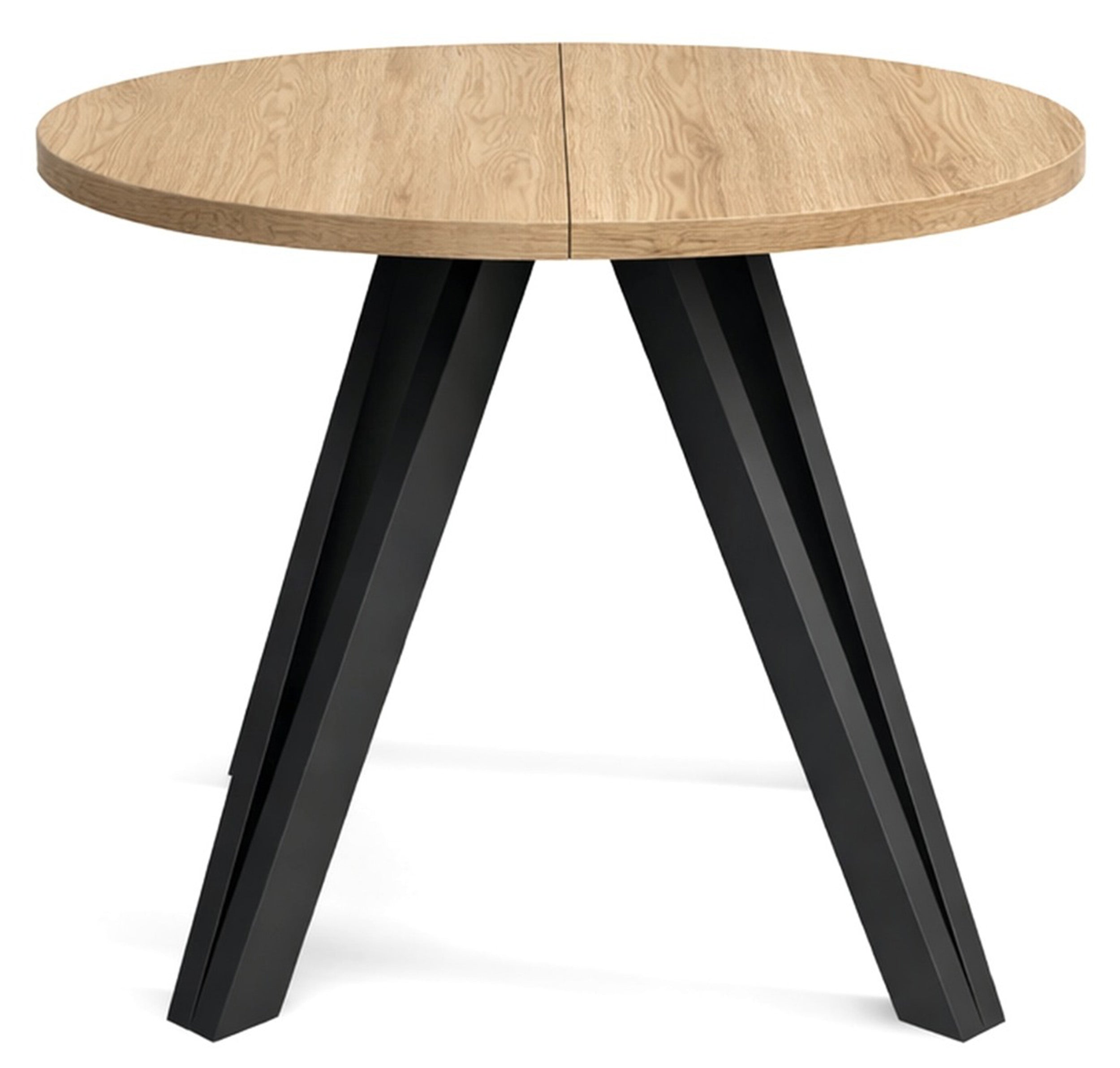 Ausziehbarer Esstisch Osenness 100-180x100 cm Cremona-Eiche mit schwarzen Beinen