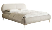 Polsterbett 160x200 cm Ovalle hellbeige, wasserabweisendes Geflecht, goldene Beine
