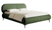 Gepolstertes Bett 160x200 cm Ovalle olivgrün mit hydrophober Flechtung, schwarze Beine