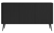 Kommode Ovarlo mit drei Türen, 163 cm, schwarz mit schwarzen Beinen