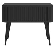 Nachttisch Ovarlo mit Rillen und Schublade 63 cm schwarz mit schwarzen Beinen