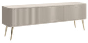 TV-Schrank Ovarlo mit Rillen, dreitürig, 163 cm, sandbeige mit goldenen Beinen