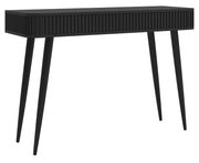 Ovarlo Schminktisch mit Rillen und zwei Schubladen, 113 cm, schwarz mit schwarzen Beinen