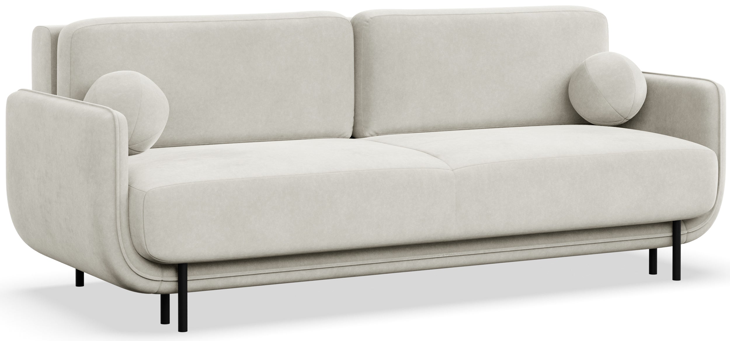 Drei-Sitzer-Schlafsofa Ovals, cremefarbener Samt