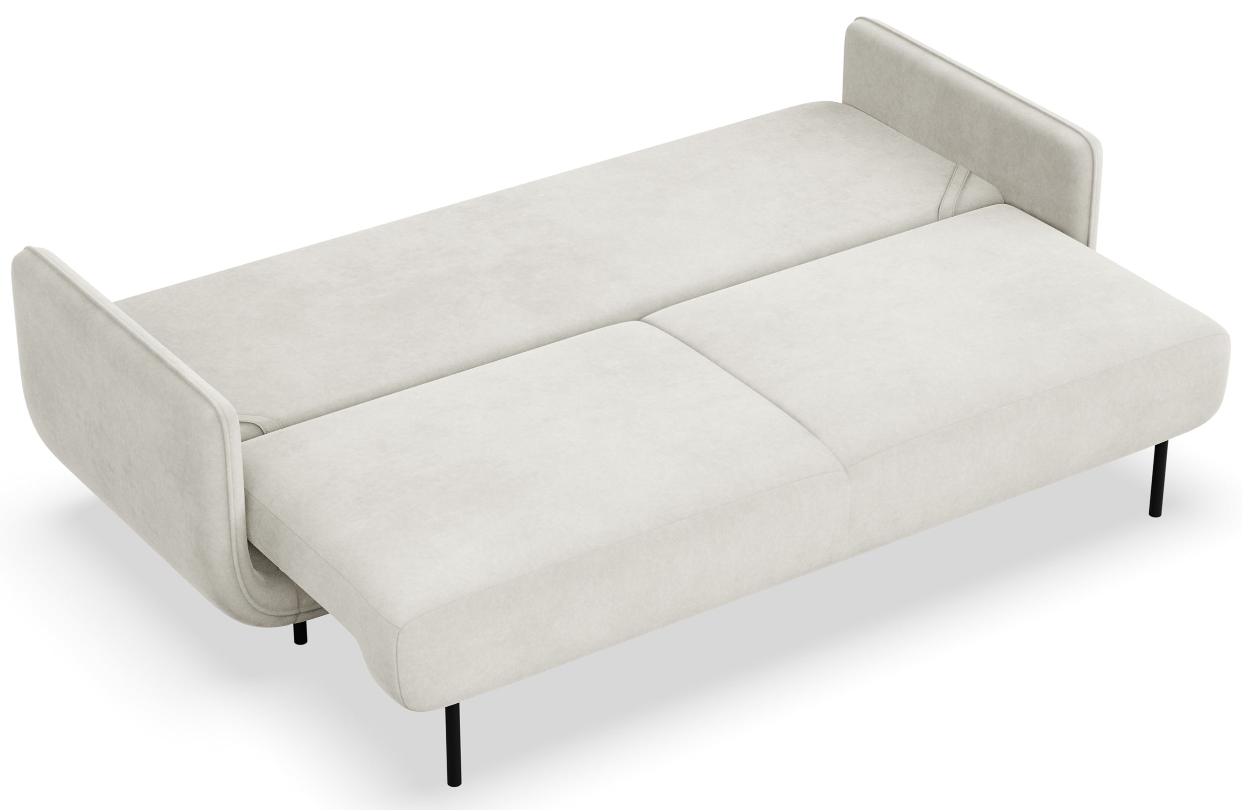 Drei-Sitzer-Schlafsofa Ovals, cremefarbener Samt