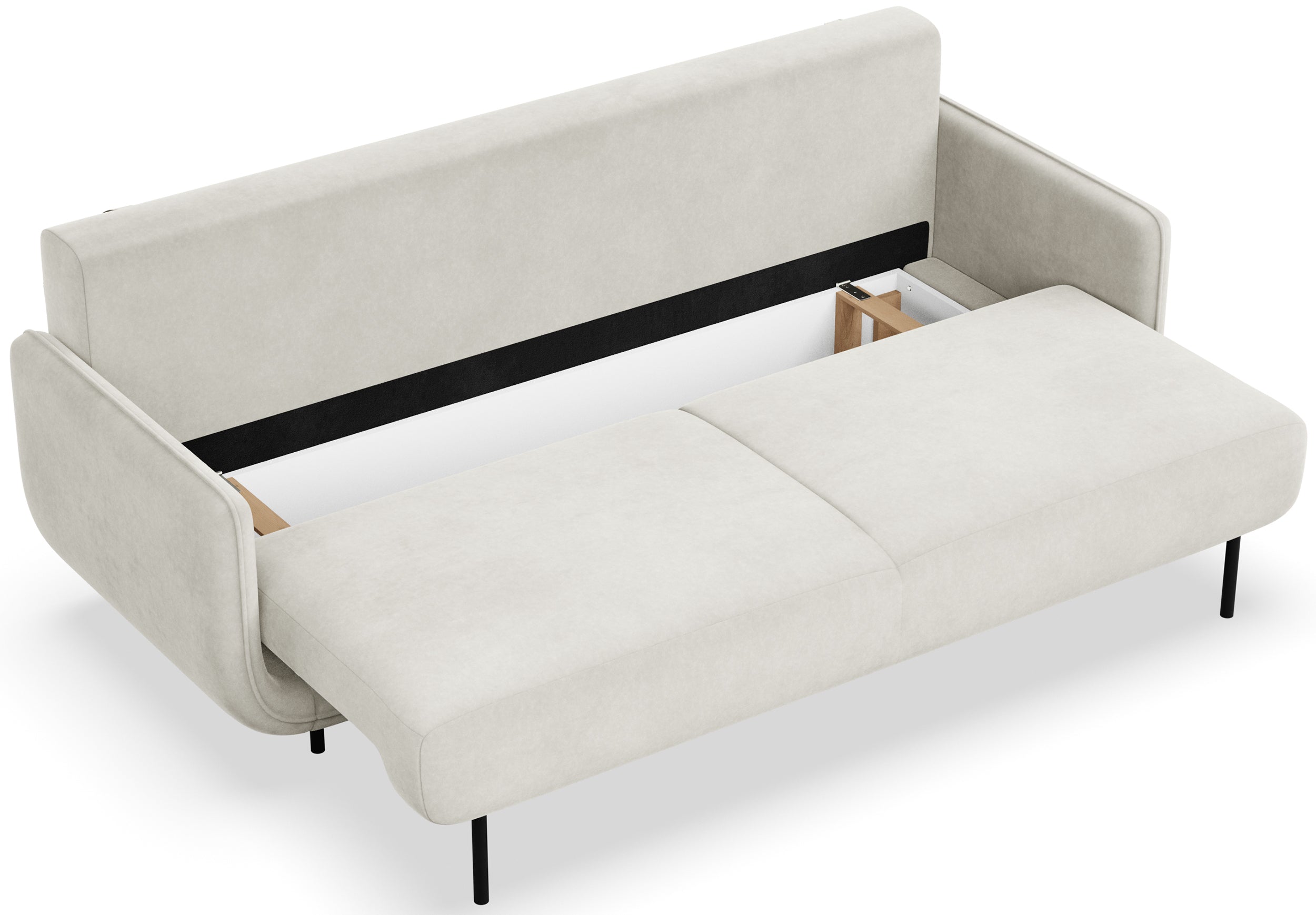 Drei-Sitzer-Schlafsofa Ovals, cremefarbener Samt