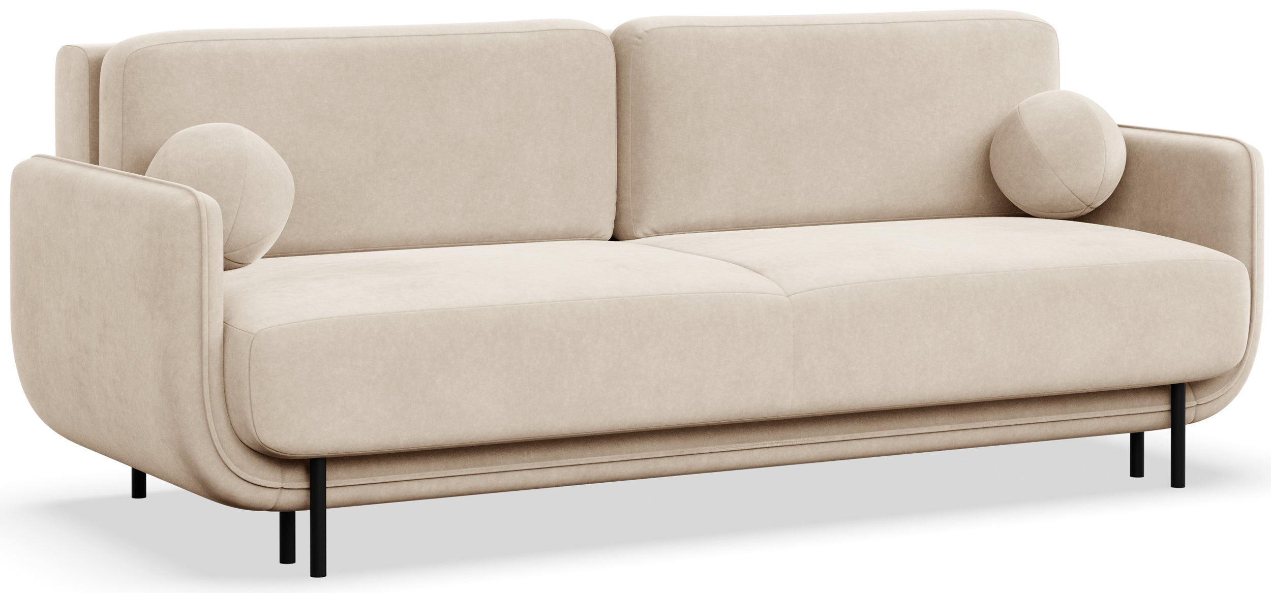Dreisitziges ausklappbares Sofa Ovals in hellbeigem Samt