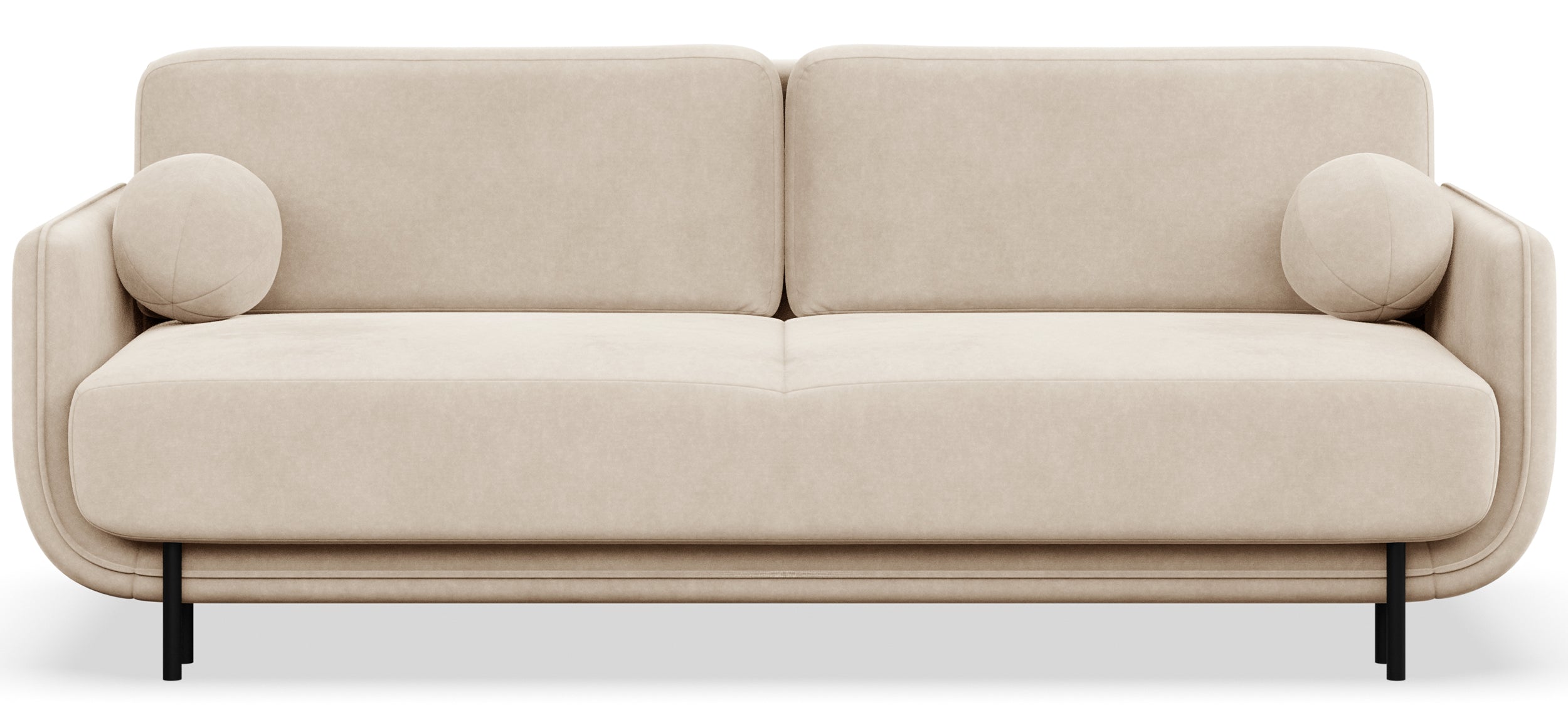 Dreisitziges ausklappbares Sofa Ovals in hellbeigem Samt