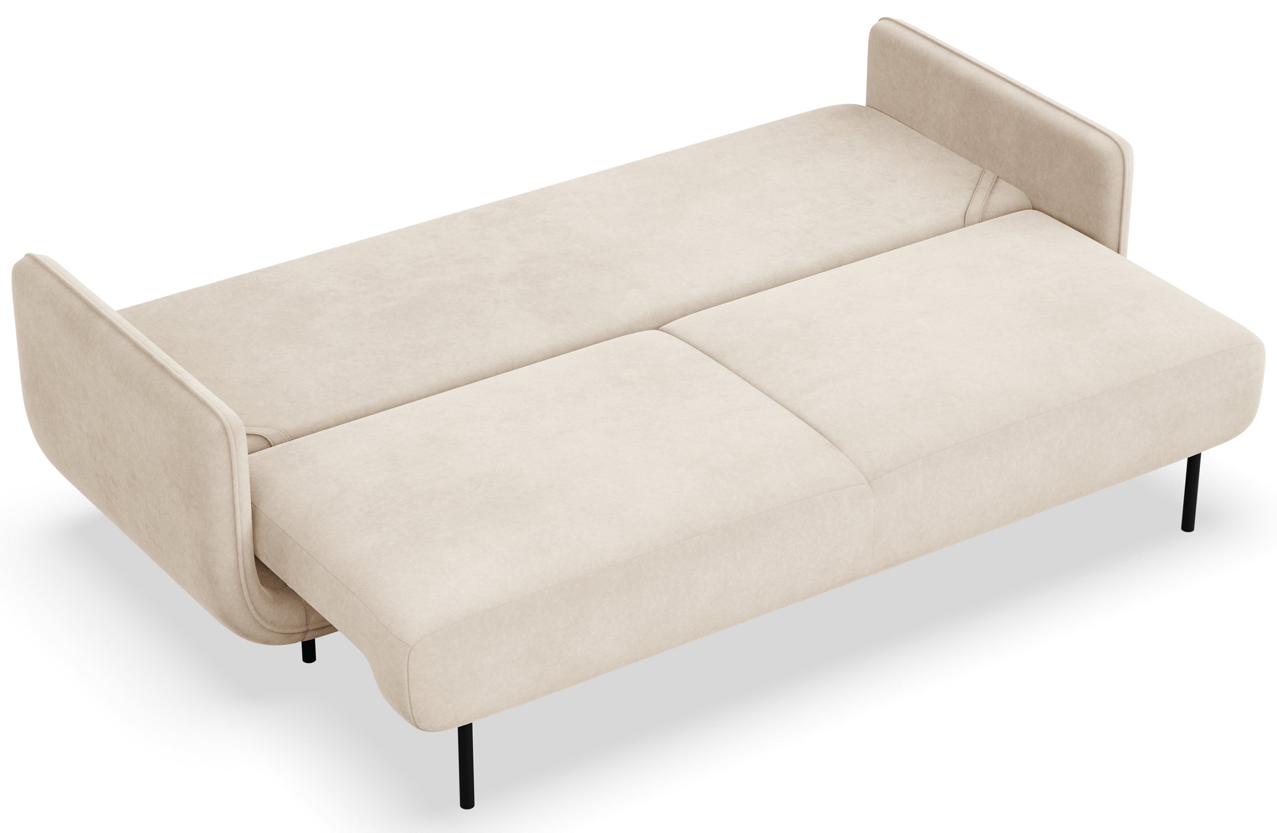 Dreisitziges ausklappbares Sofa Ovals in hellbeigem Samt