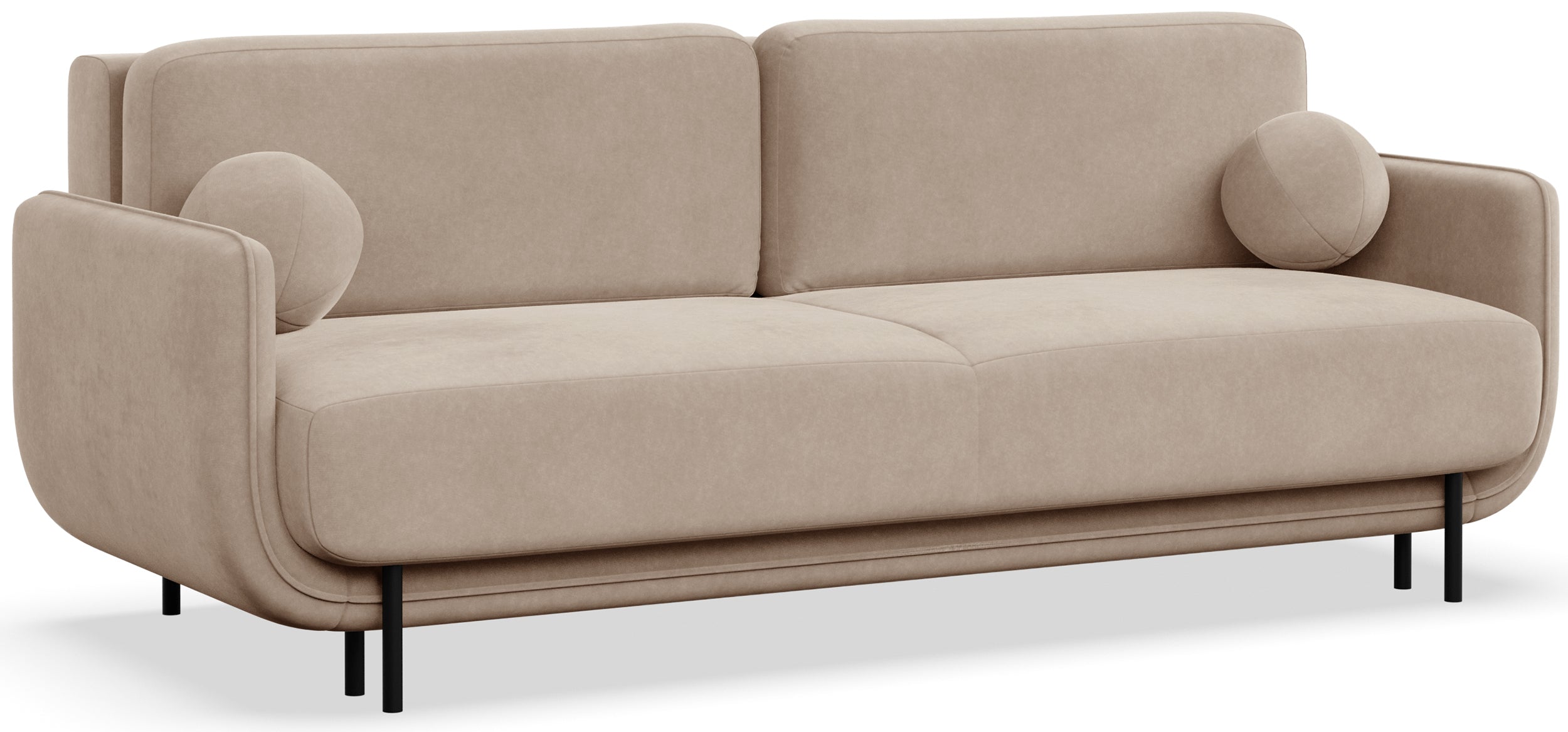 Beiger Ovals Dreisitzer-Schlafsofa aus Samt
