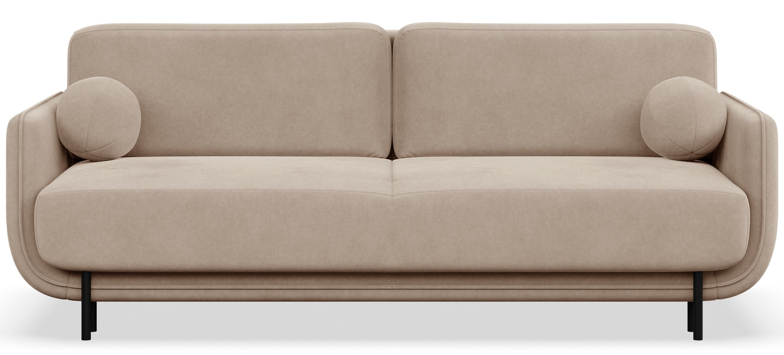 Beiger Ovals Dreisitzer-Schlafsofa aus Samt
