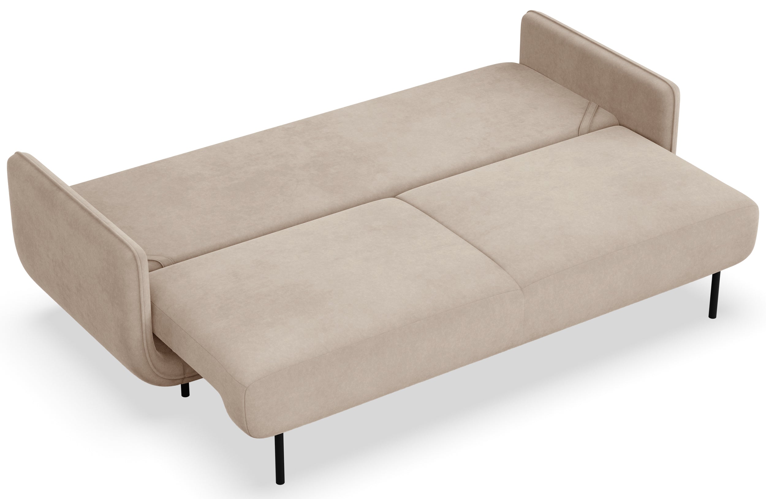 Beiger Ovals Dreisitzer-Schlafsofa aus Samt