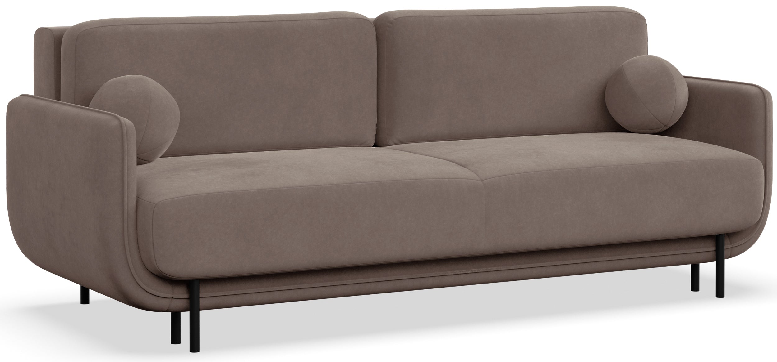Dreisitziges ausklappbares Sofa Ovals hellbrauner Samt