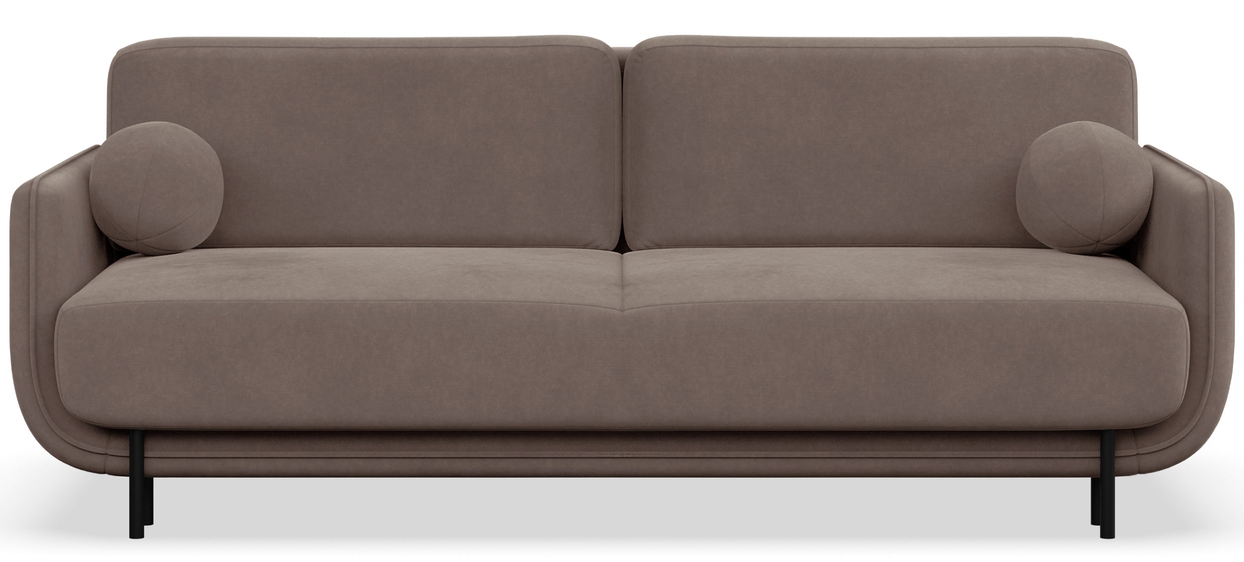 Dreisitziges ausklappbares Sofa Ovals hellbrauner Samt