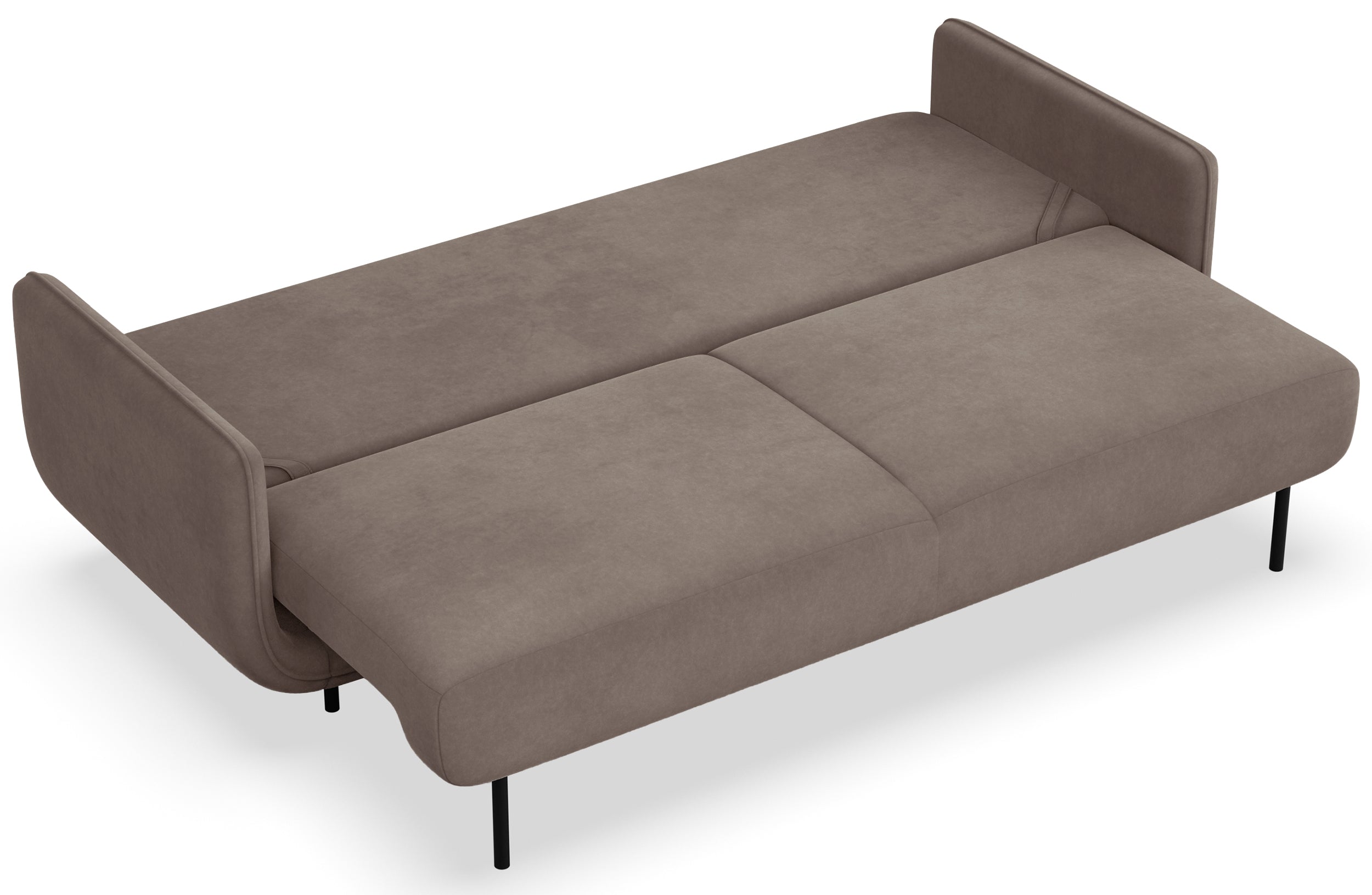Dreisitziges ausklappbares Sofa Ovals hellbrauner Samt