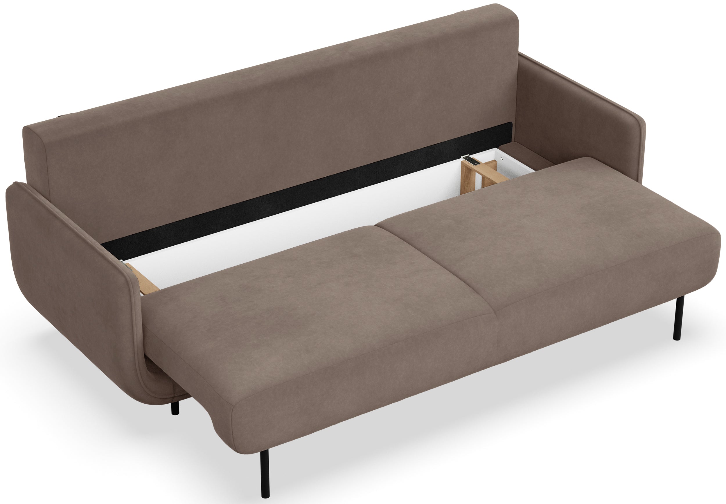 Dreisitziges ausklappbares Sofa Ovals hellbrauner Samt