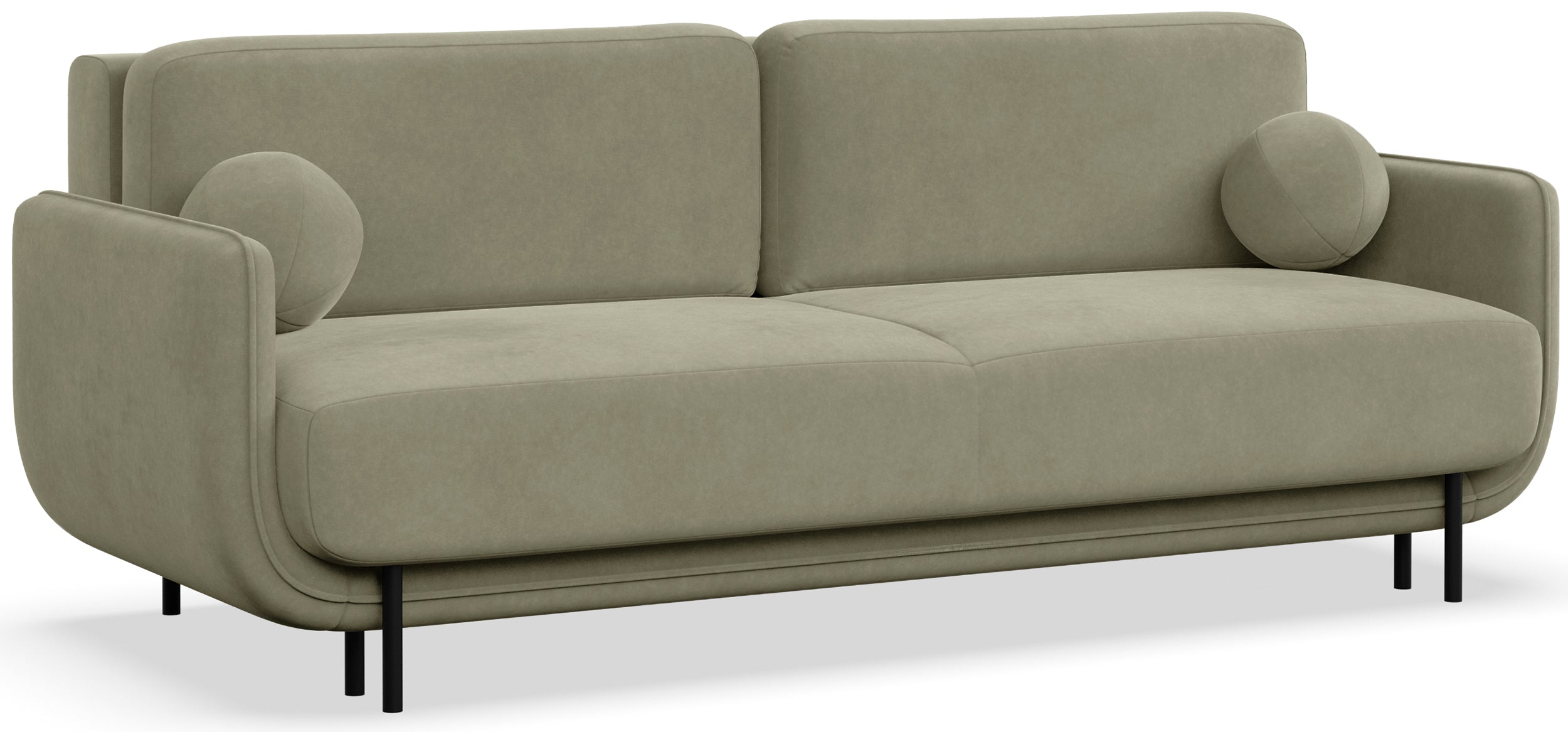 Drei-Sitzer-Schlafsofa Ovals aus salbeigrünem Samtvelours