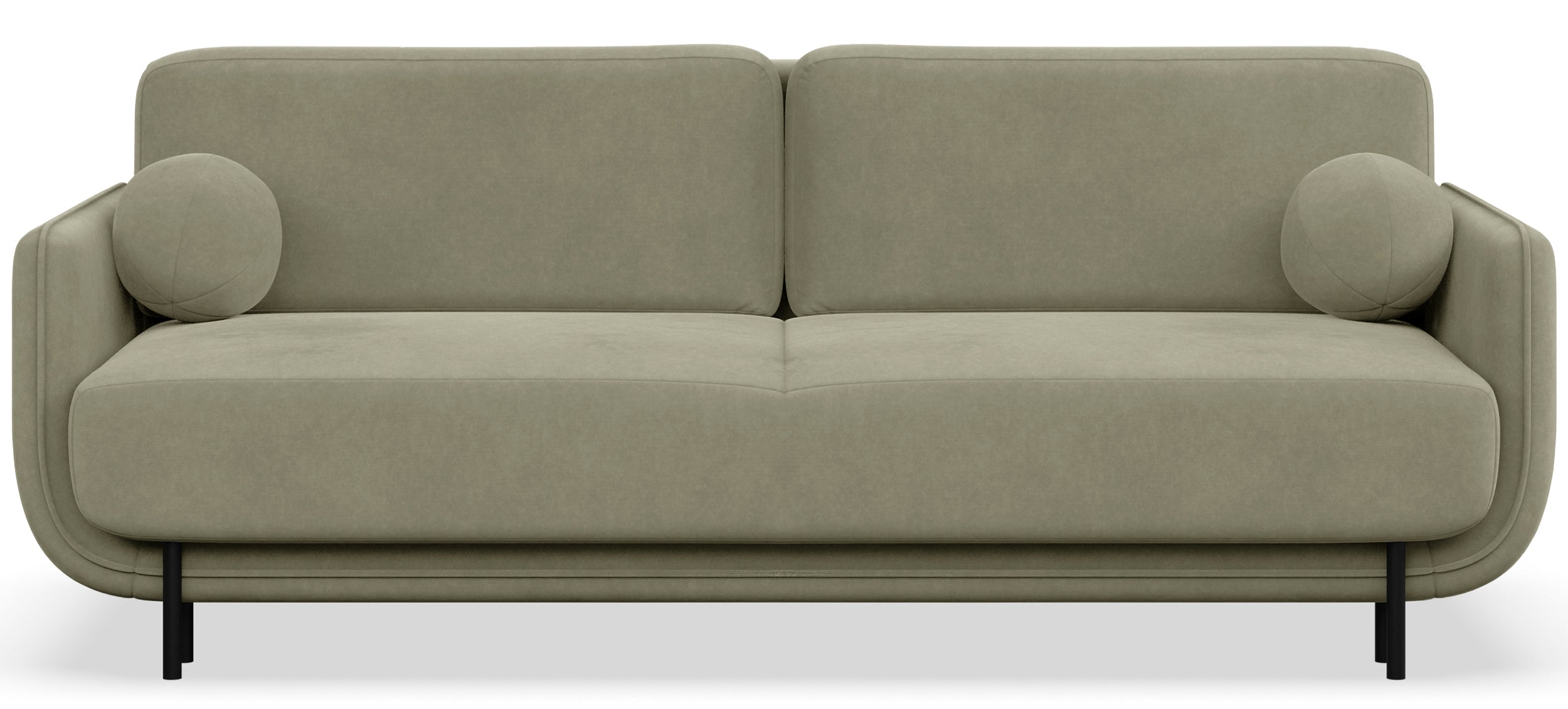 Drei-Sitzer-Schlafsofa Ovals aus salbeigrünem Samtvelours