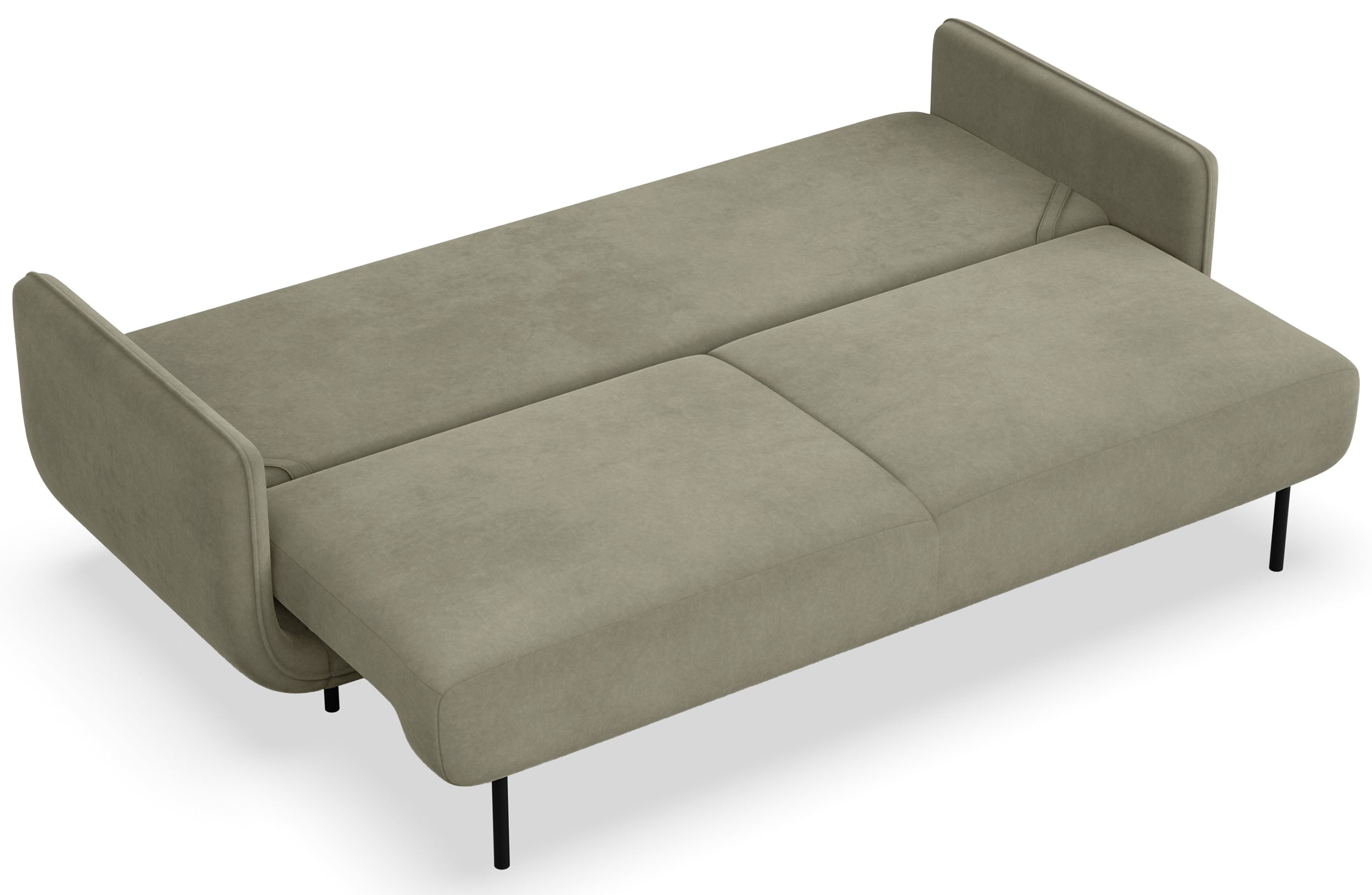 Drei-Sitzer-Schlafsofa Ovals aus salbeigrünem Samtvelours