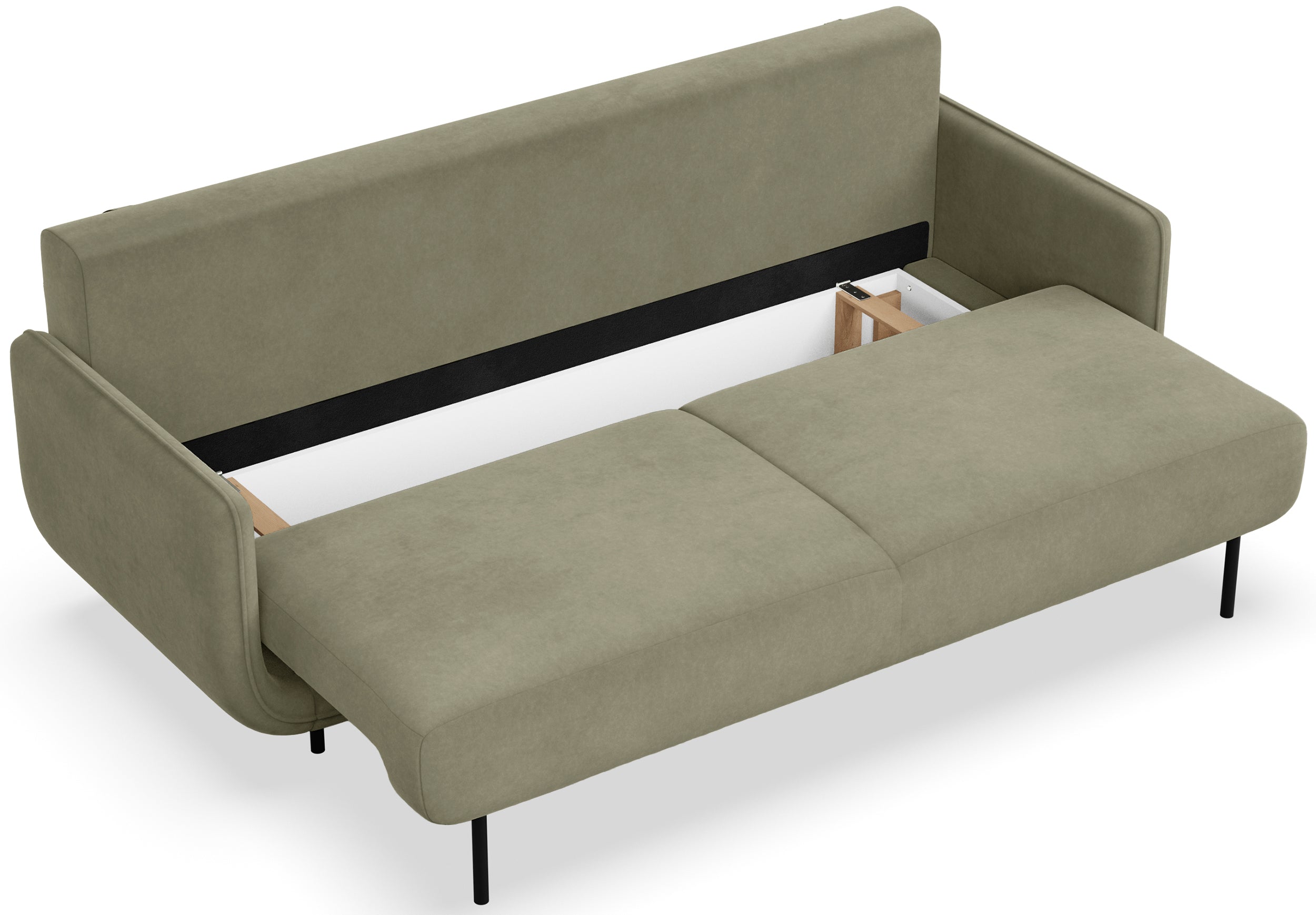 Drei-Sitzer-Schlafsofa Ovals aus salbeigrünem Samtvelours