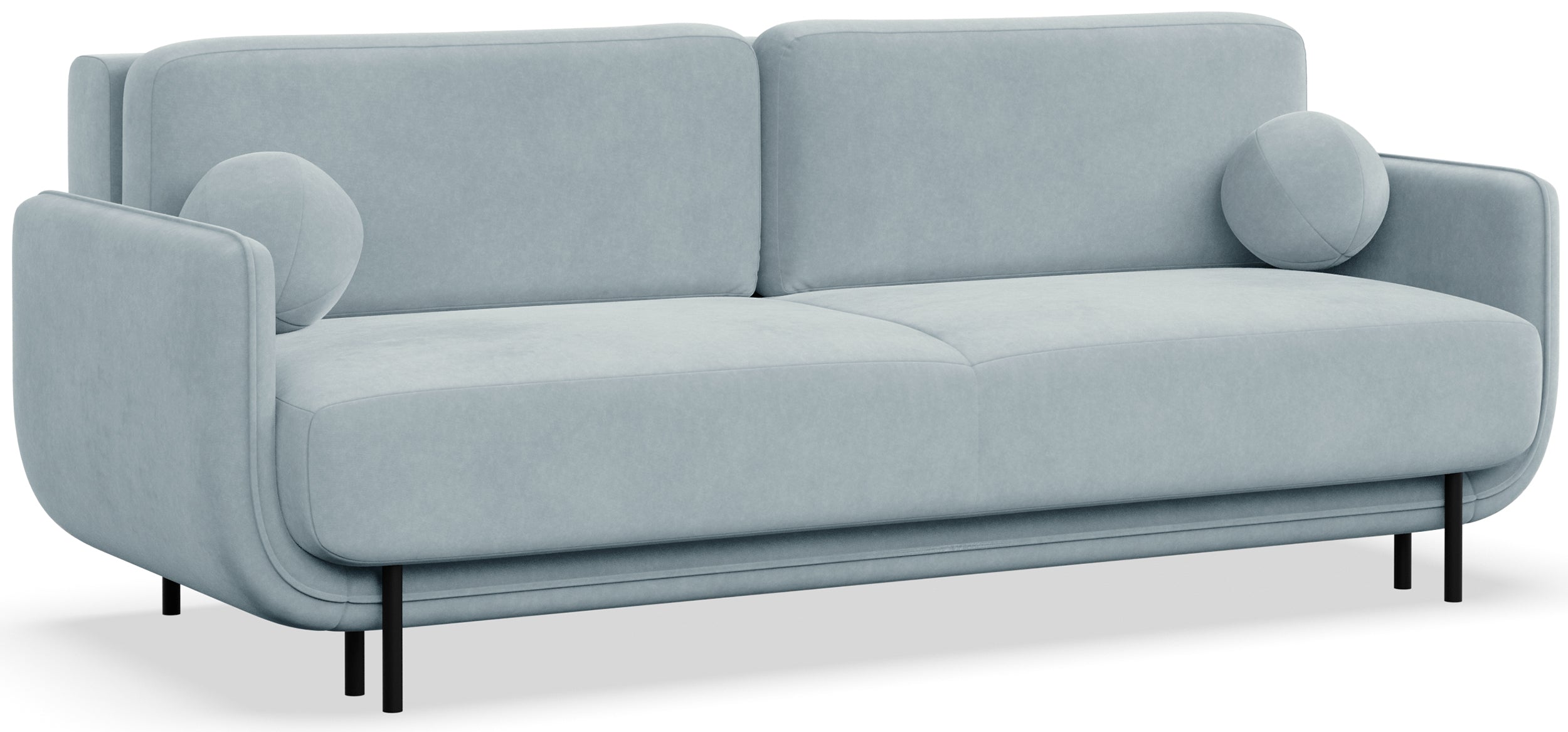 Dreisitziges ausklappbares Sofa Ovals, hellblauer Samt