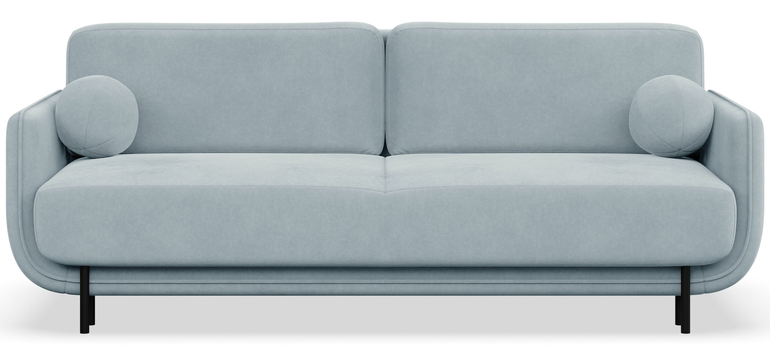 Dreisitziges ausklappbares Sofa Ovals, hellblauer Samt