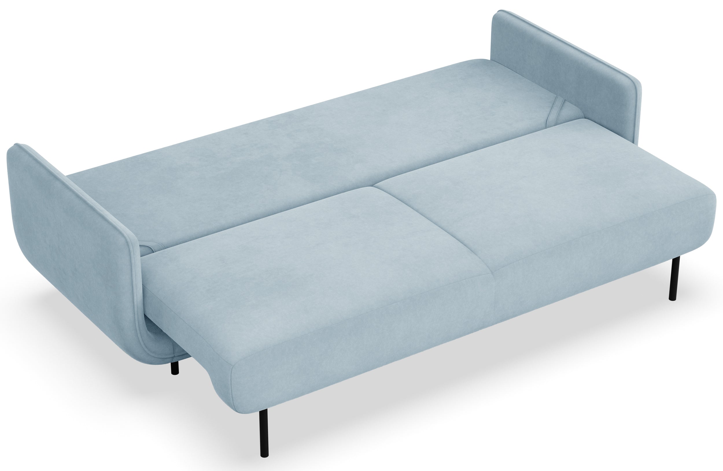 Dreisitziges ausklappbares Sofa Ovals, hellblauer Samt