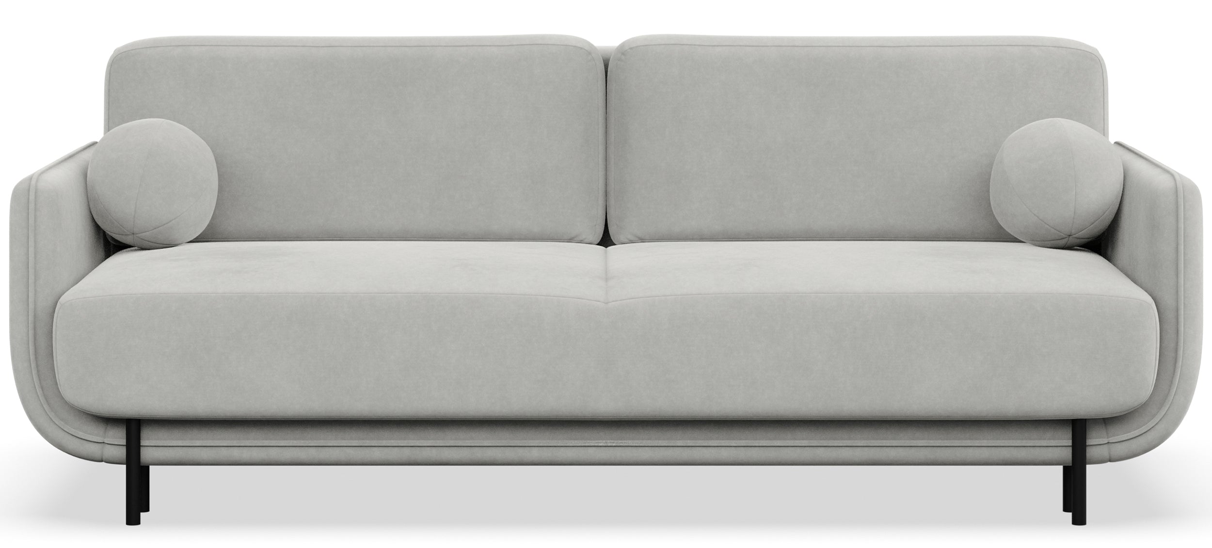 Dreisitziges ausklappbares Sofa Ovals in hellgrauem Samtstoff