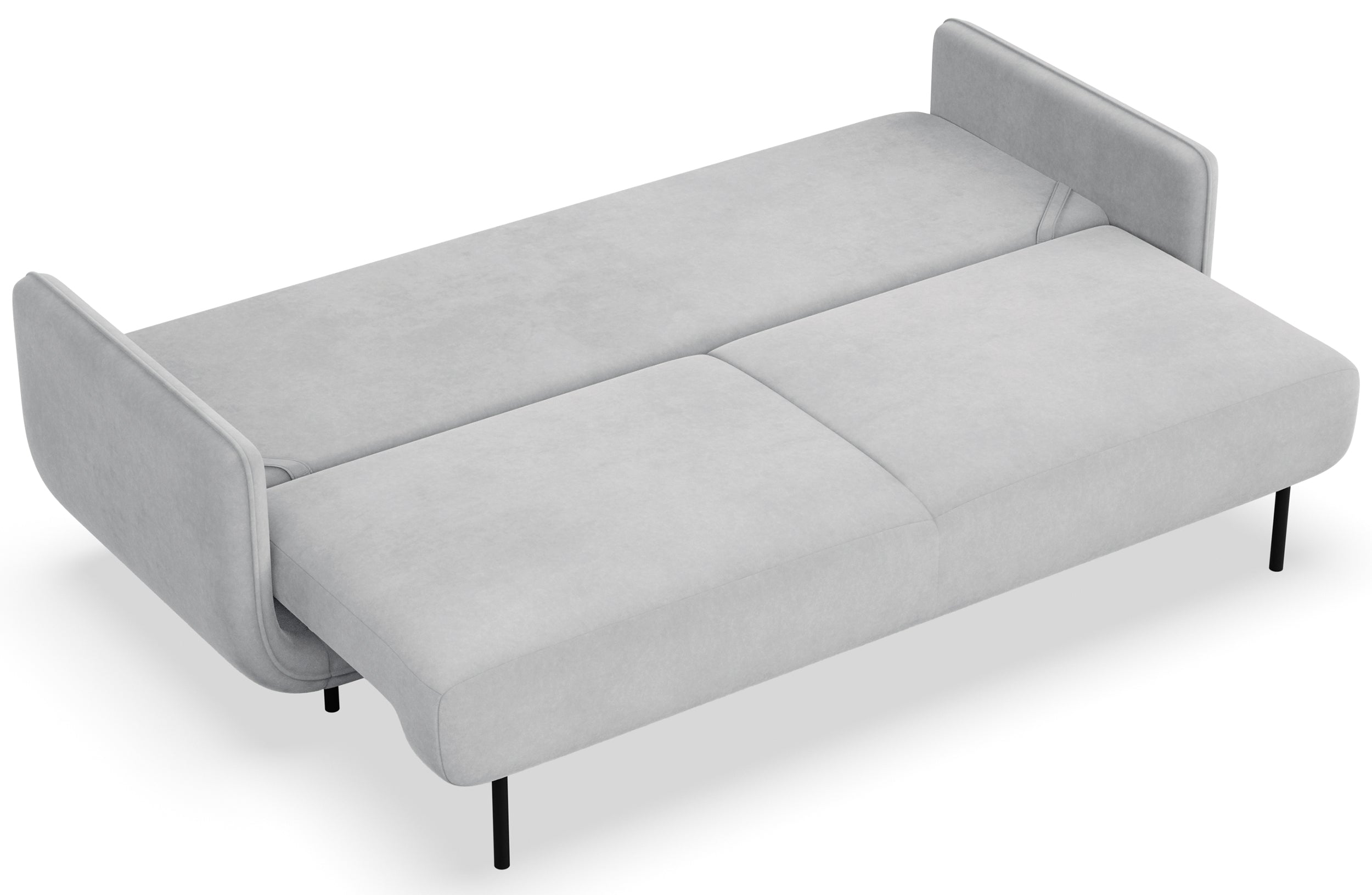 Dreisitziges ausklappbares Sofa Ovals in hellgrauem Samtstoff