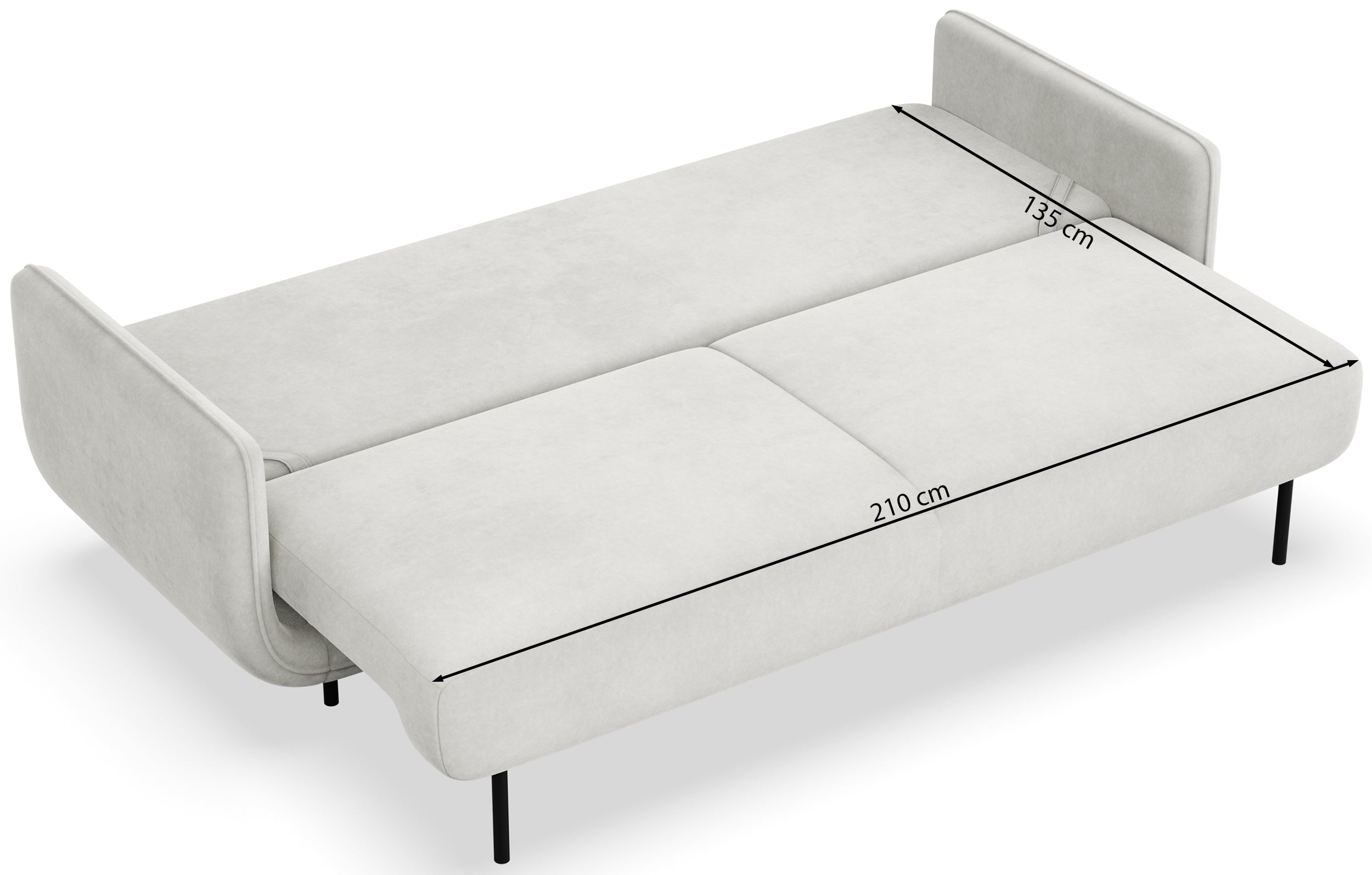 Beiger Ovals Dreisitzer-Schlafsofa aus Samt