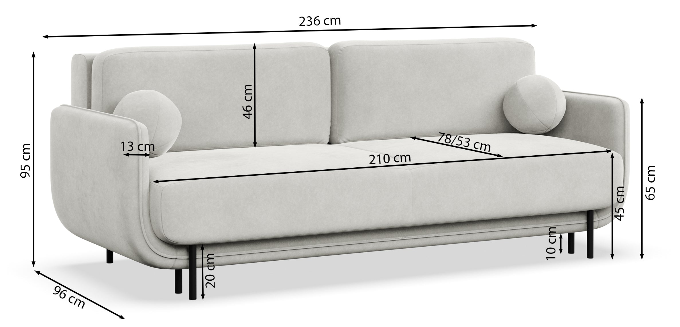Beiger Ovals Dreisitzer-Schlafsofa aus Samt
