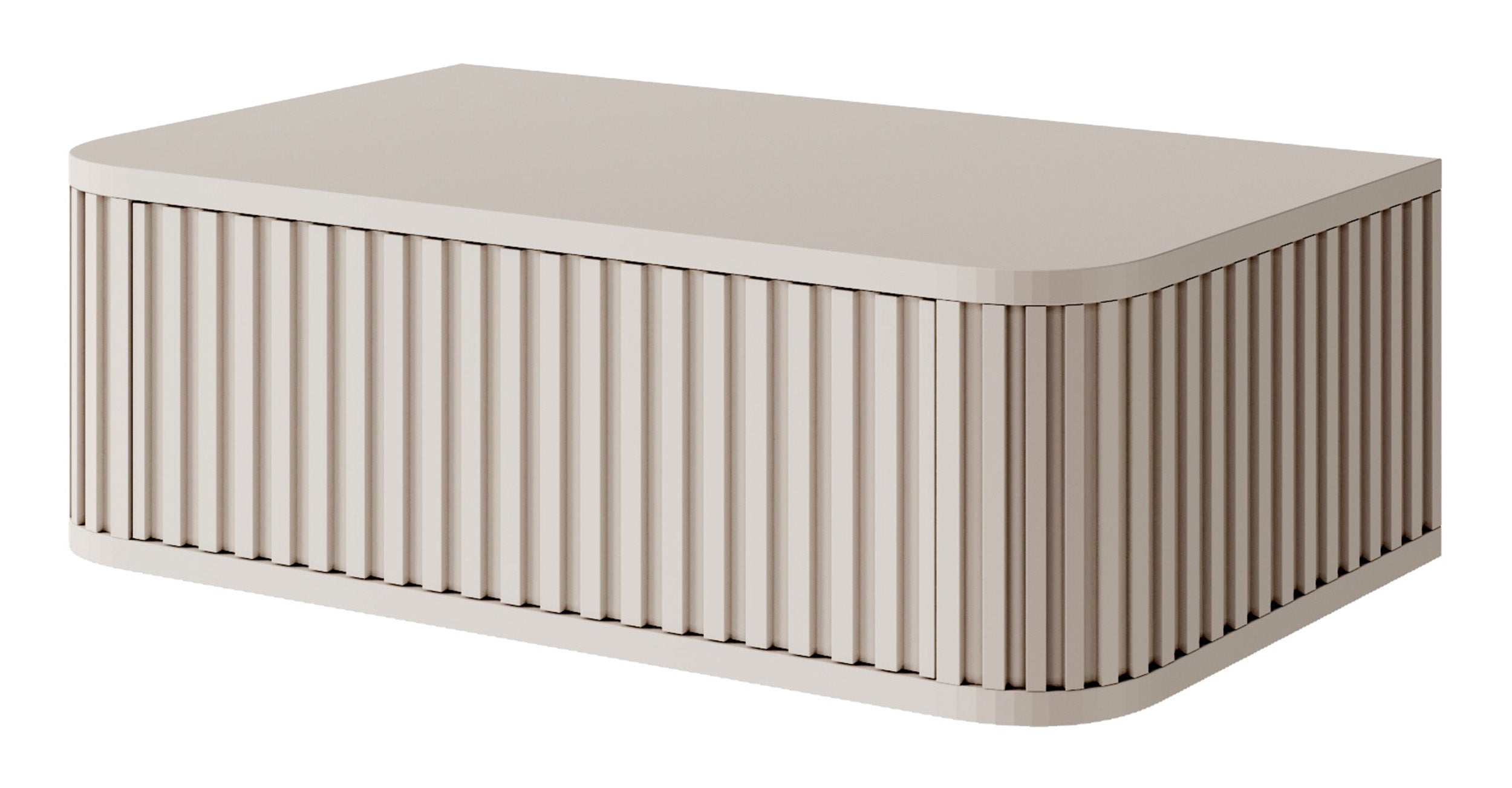 Hängender Nachttisch Ovarlo mit Rillen und Schublade, 63 cm, sandbeige