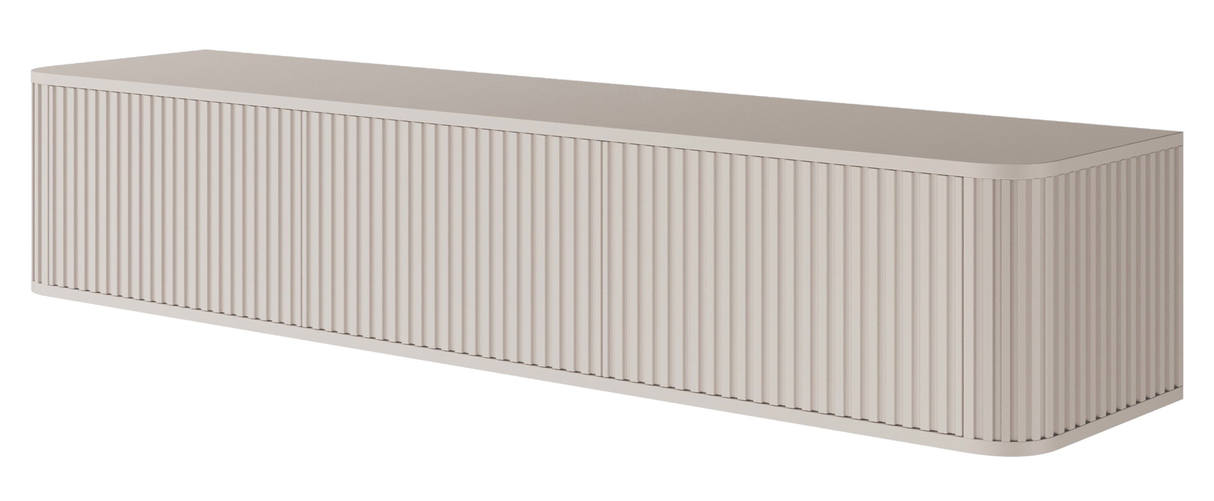 Hängender RTV-Schrank Ovarlo mit Rillen, dreitürig, 163 cm, sandbeige