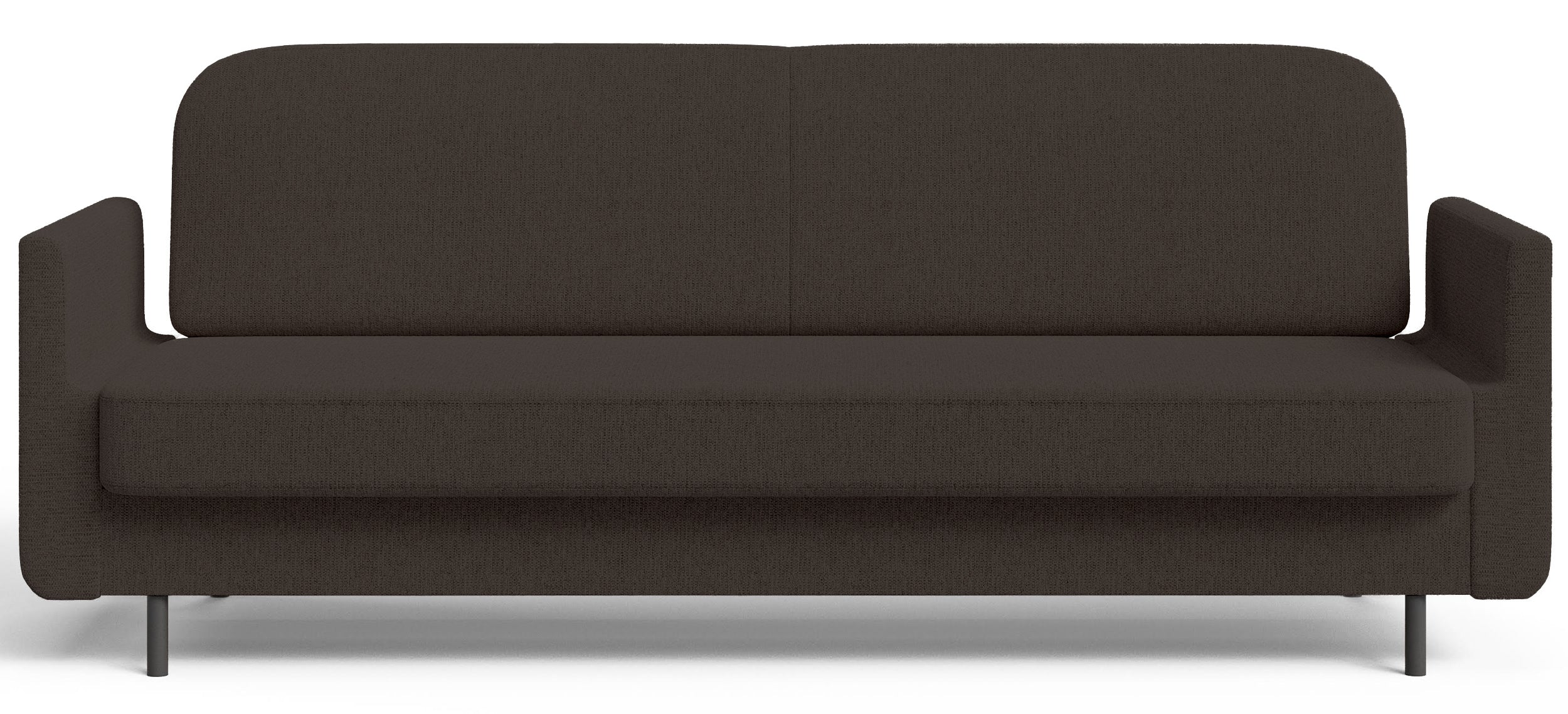 Dreisitziges ausklappbares Sofa Ovelio in braunem, hydrophobem Chenille-Stoff