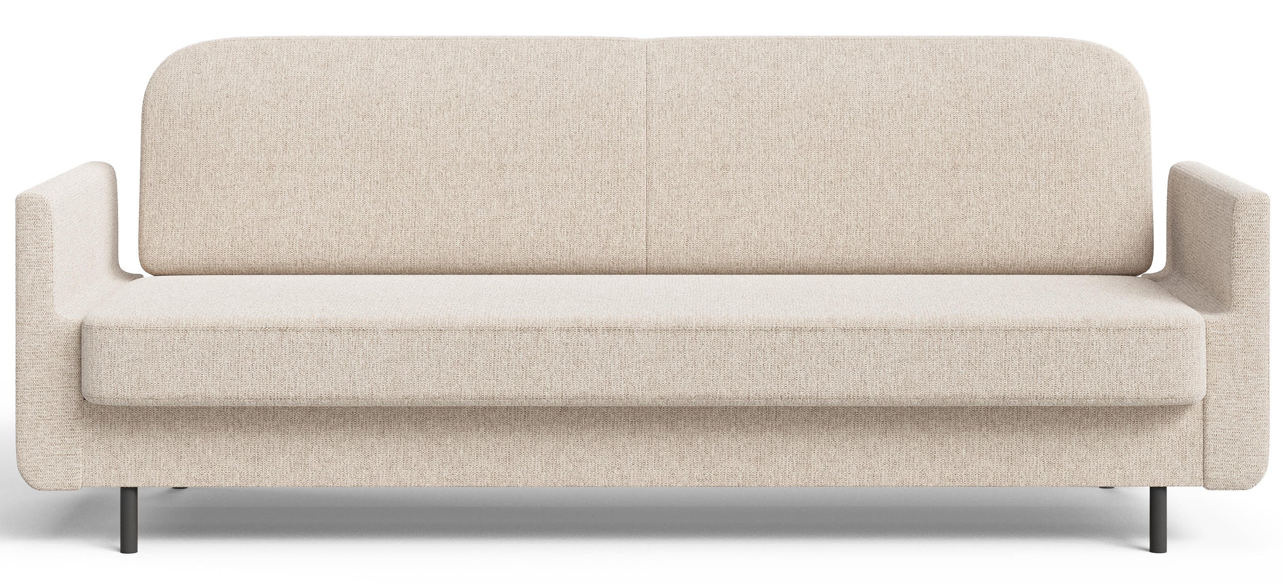 Dreisitziges ausklappbares Sofa Ovelio in hellbeige, hydrophobes Chenille-Gewebe