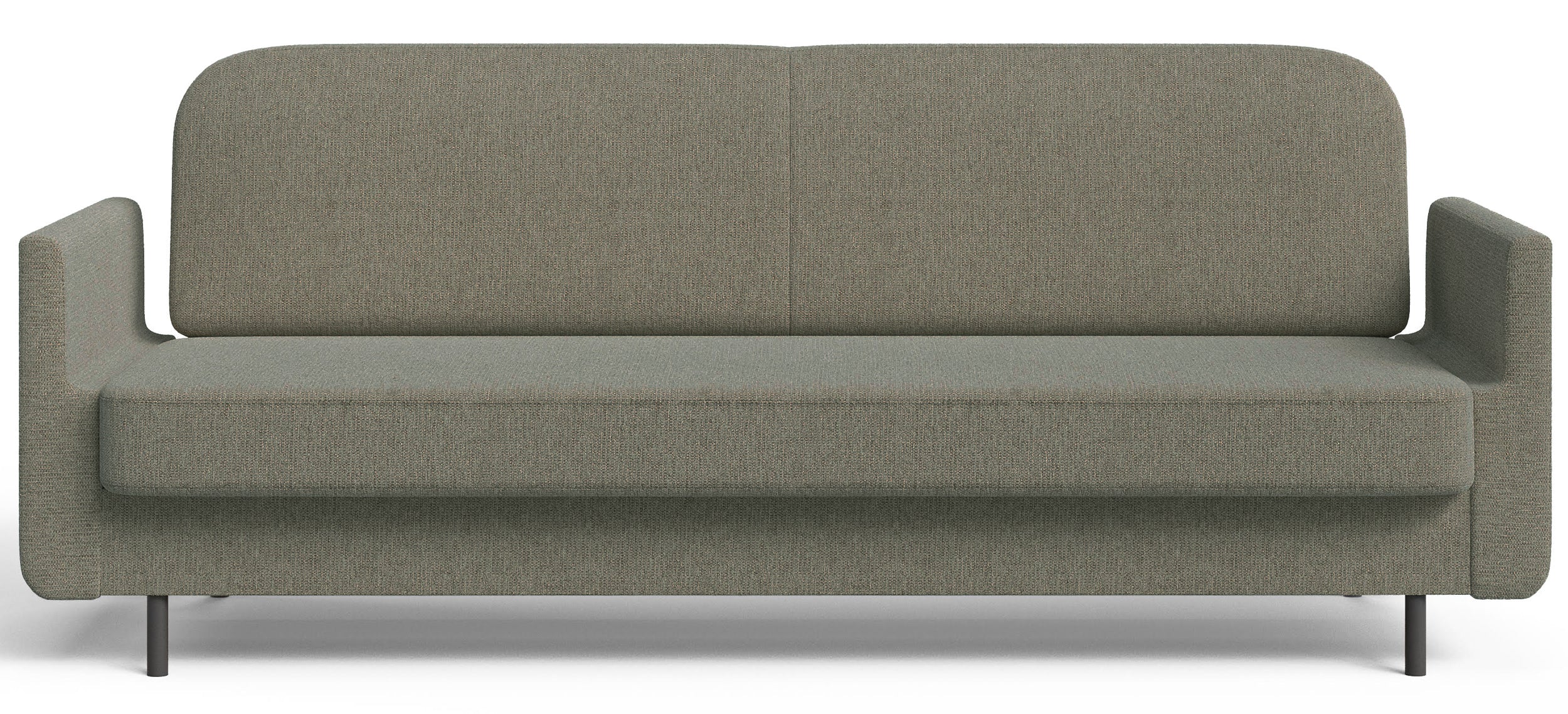 Dreisitziges ausklappbares Sofa Ovelio in Salbeigrün, hydrophober Chenille-Stoff