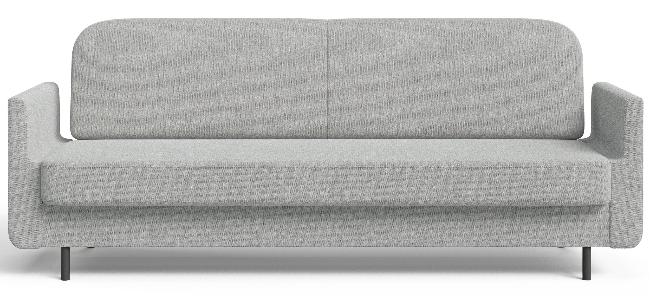 Dreisitziges ausklappbares Sofa Ovelio in hellgrauem, hydrophobem Chenille-Stoff
