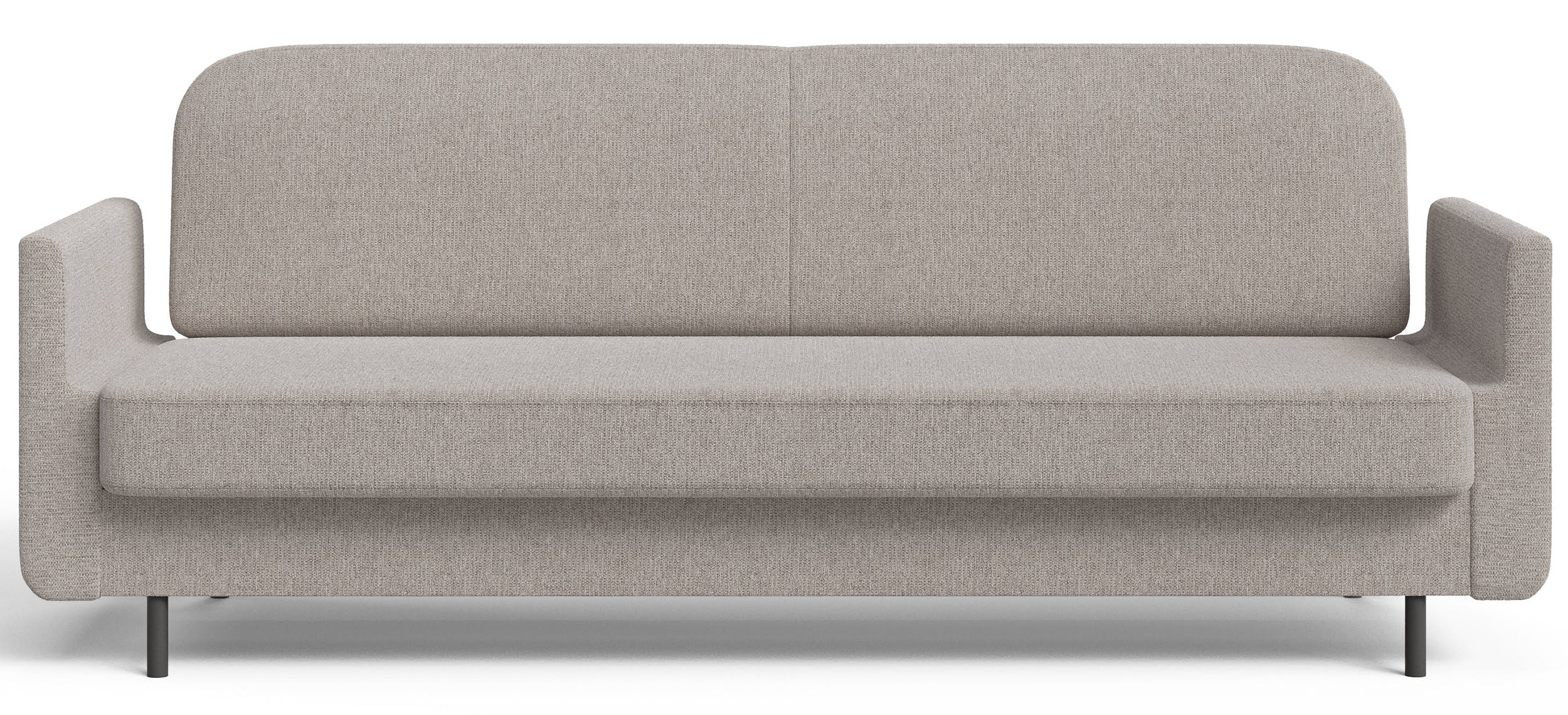 Dreisitziges ausklappbares Sofa Ovelio in grau-beige, hydrophober Chenille-Stoff