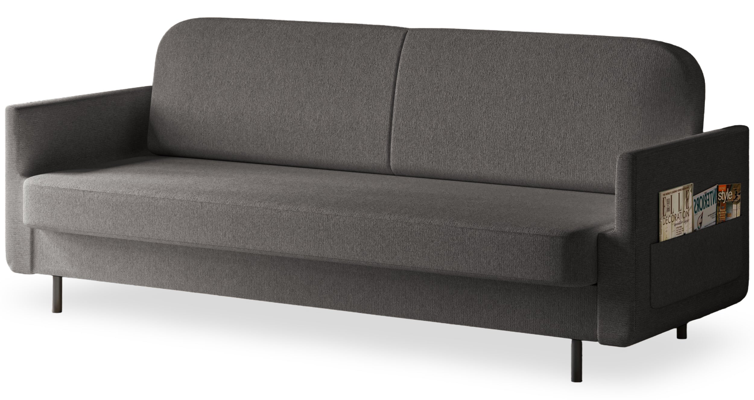 Ausziehbares Dreisitzer-Sofa Ovelio in grauem, hydrophobem Chenille-Stoff
