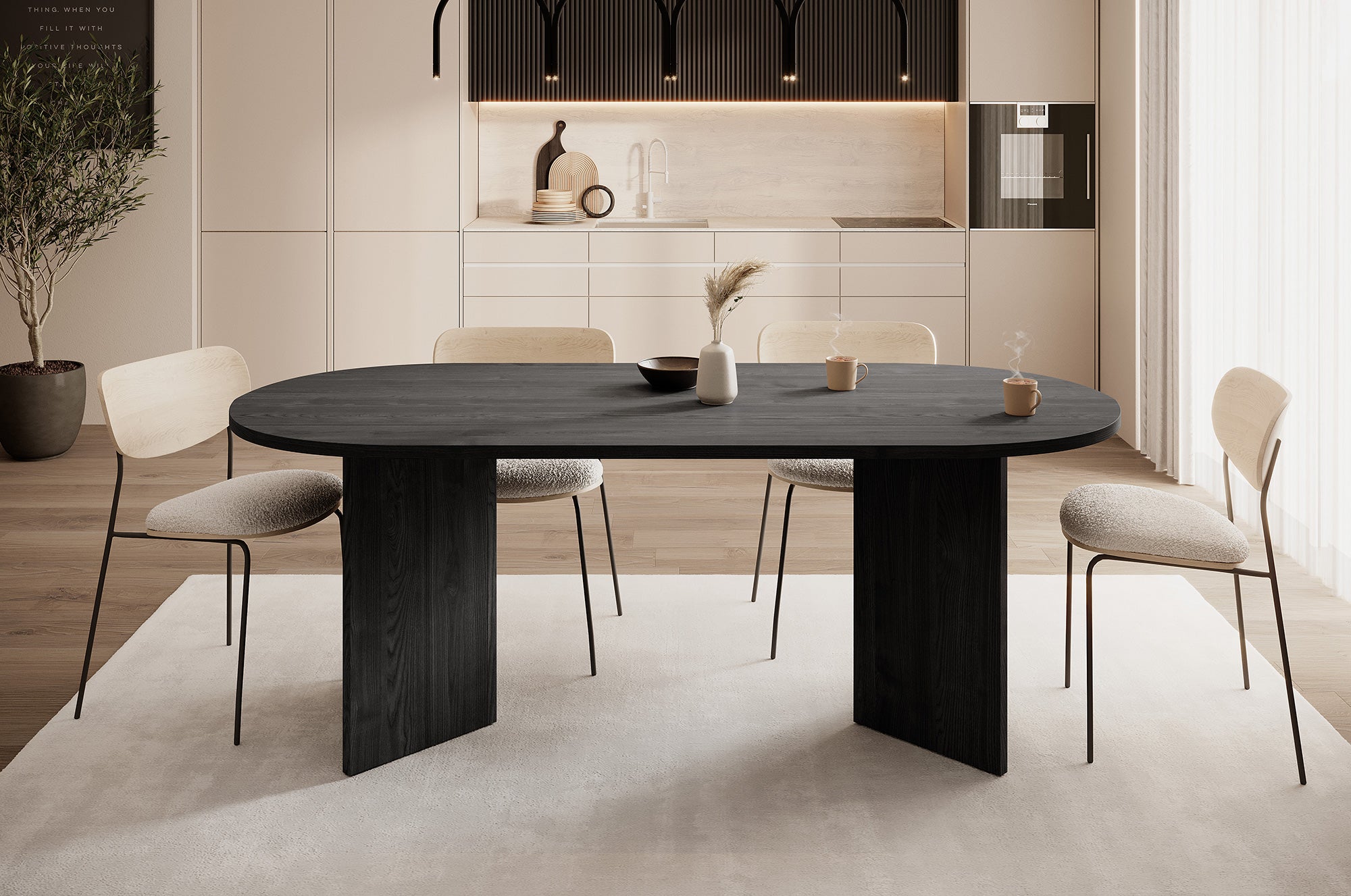 Esstisch Ovo oval 204 cm Esche Portland Schwarz