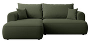 Ecksofa mit Schlaffunktion Ovo Mini, L-förmig, linksseitig, mit Stauraum, olivgrüner, pflegeleichter Samtbezug