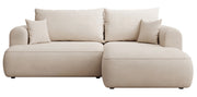 Ecksofa mit Schlaffunktion Ovo mini, L-förmig, rechtsseitig, mit Stauraum, cremefarbener, pflegeleichter Chenille-Stoff