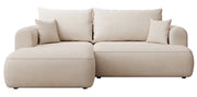 Ecksofa mit Schlaffunktion Ovo mini, L-förmig, linksseitig, mit Stauraum, cremefarben, pflegeleichter Chenille-Stoff