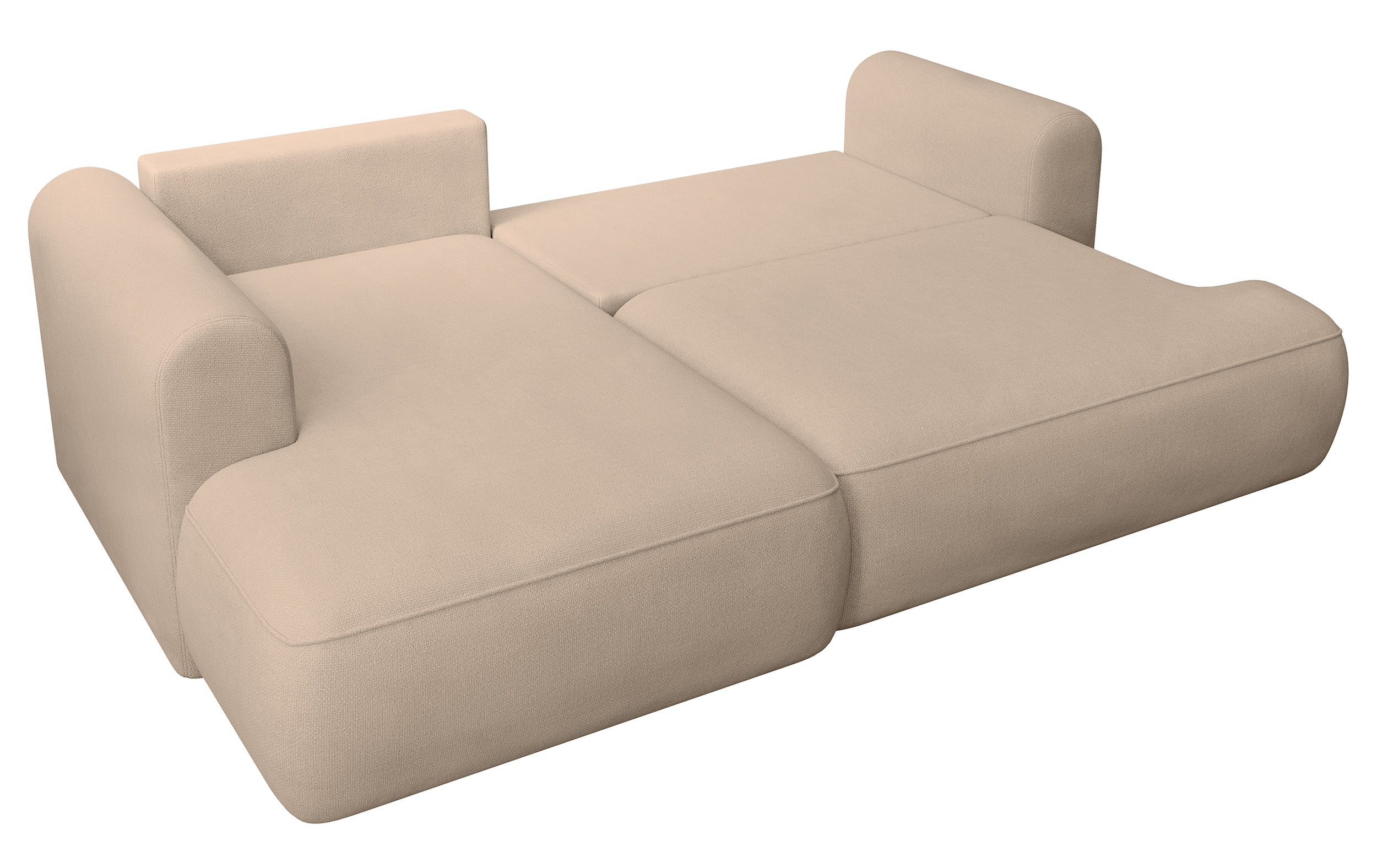 Ecksofa mit Schlaffunktion Ovo mini, L-förmig, linksseitig, mit Stauraum, beige Chenille, pflegeleicht