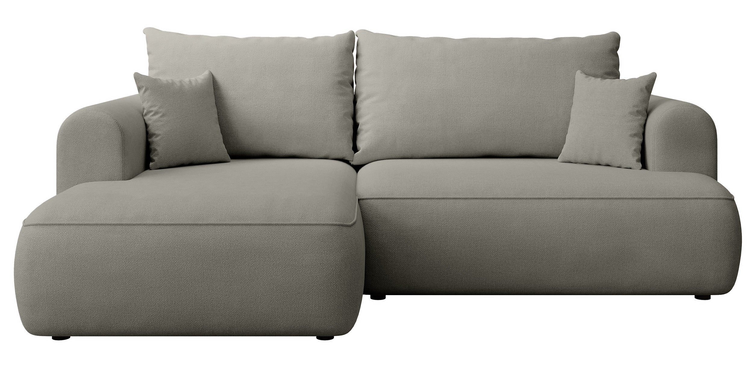 Ecksofa mit Schlaffunktion Ovo Mini, L-förmig, linksseitig, mit Stauraum, hellgrauer, pflegeleichter Chenille-Stoff