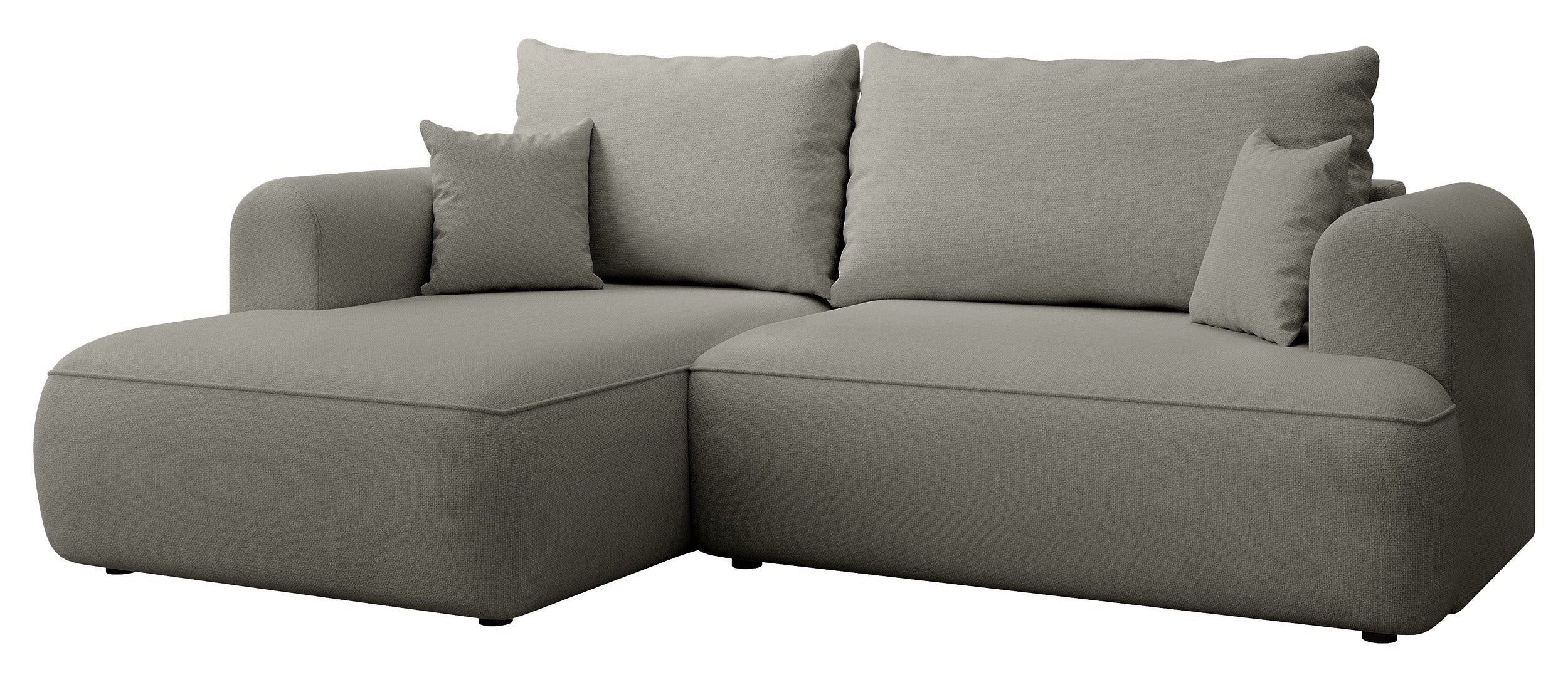 Ecksofa mit Schlaffunktion Ovo Mini, L-förmig, linksseitig, mit Stauraum, hellgrauer, pflegeleichter Chenille-Stoff