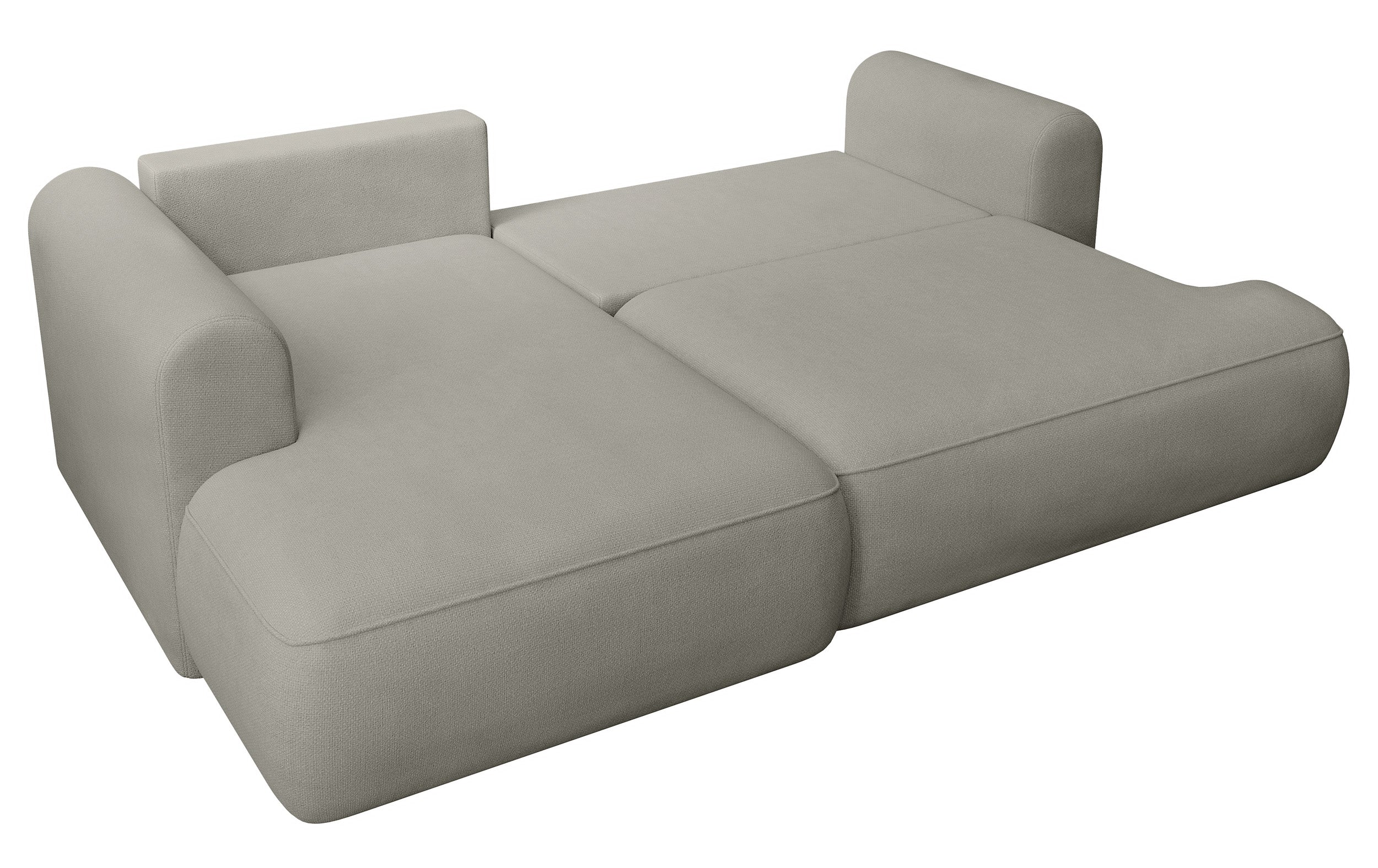 Ecksofa mit Schlaffunktion Ovo Mini, L-förmig, linksseitig, mit Stauraum, hellgrauer, pflegeleichter Chenille-Stoff