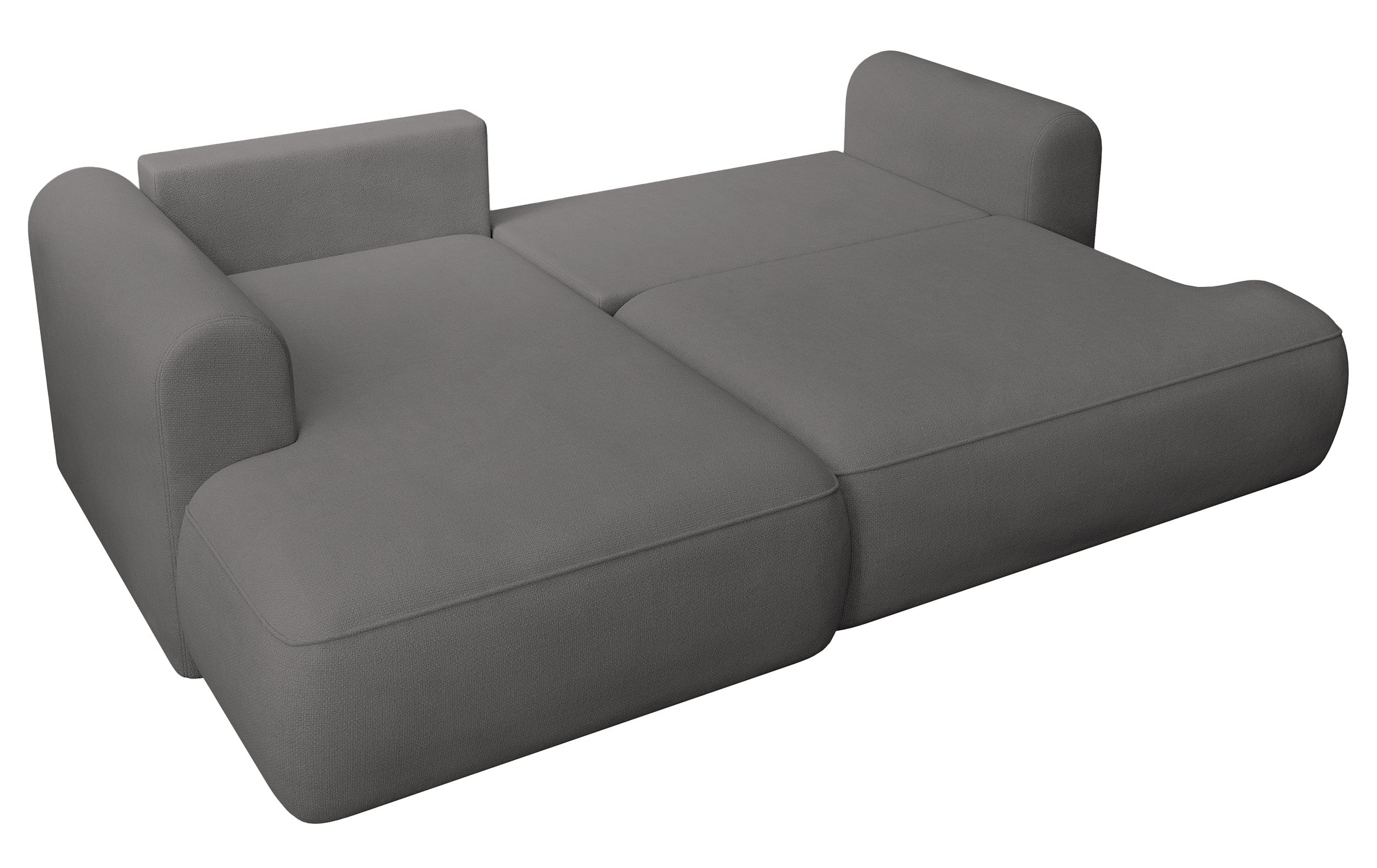 Ecksofa mit Schlaffunktion Ovo Mini, L-förmig, linksseitig, mit Stauraum, dunkelgrauer, pflegeleichter Chenillestoff