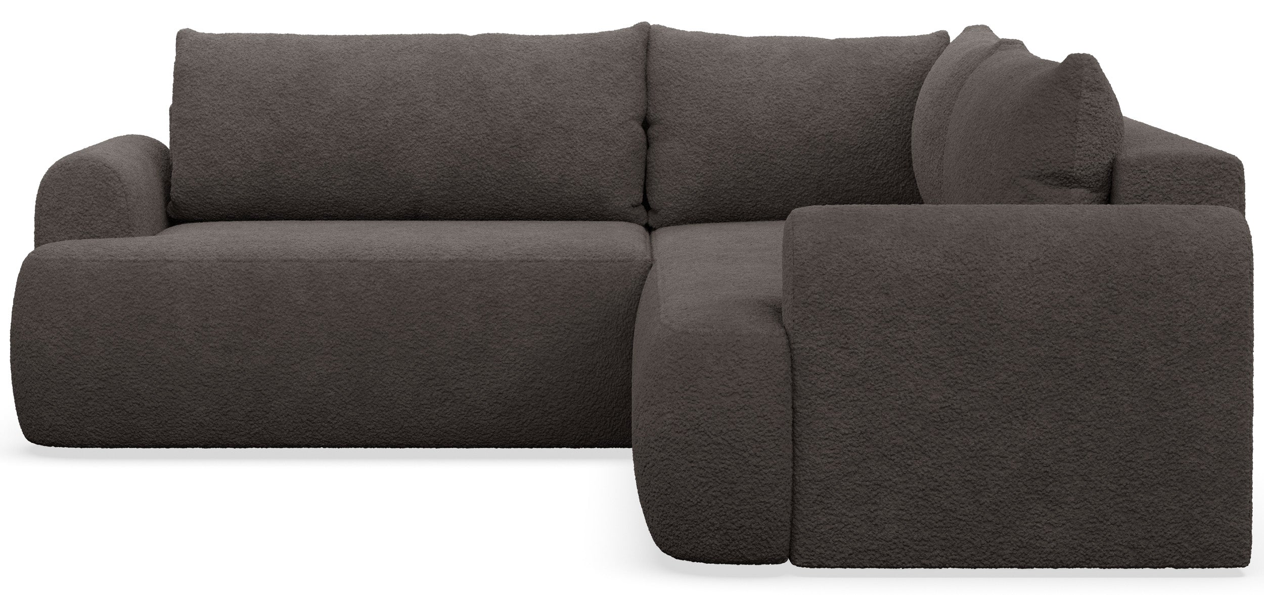 Ecksofa mit Schlaffunktion, Ovo, L-förmig, universell, grau-braun, Bouclé